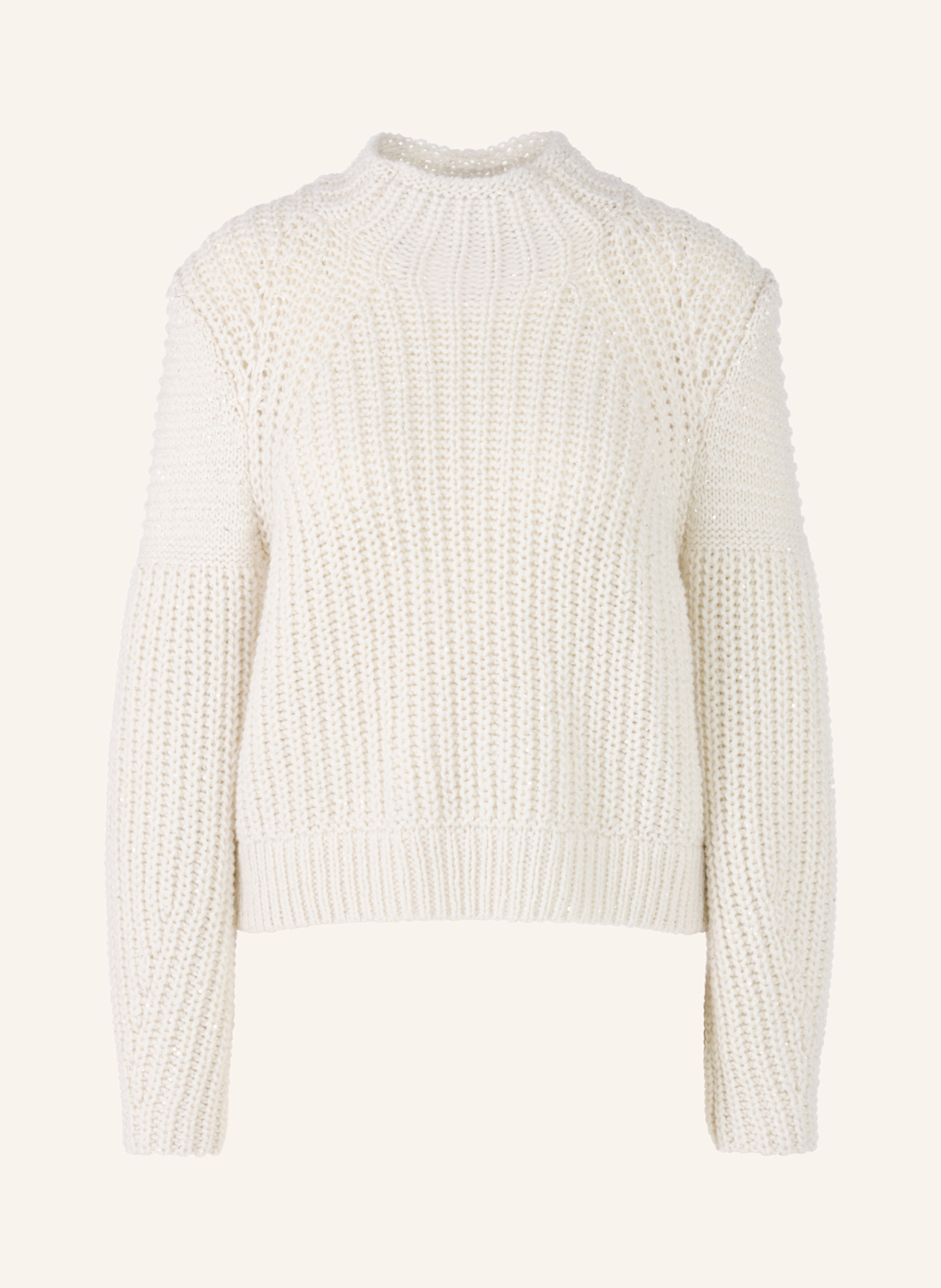 MARC CAIN Pullover mit Pailletten: WEISS/ CREME