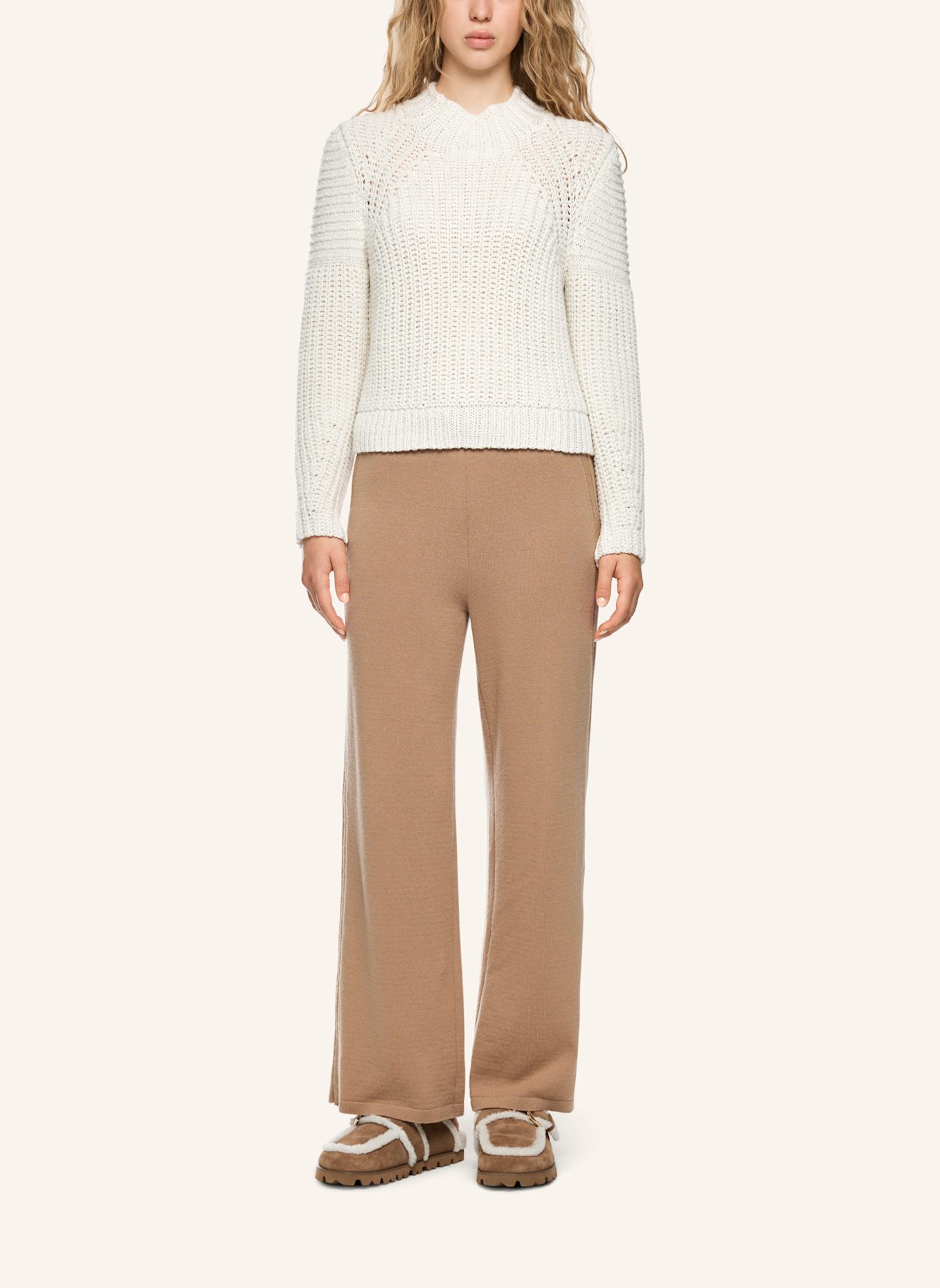 MARC CAIN Pullover mit Pailletten: WEISS/ CREME