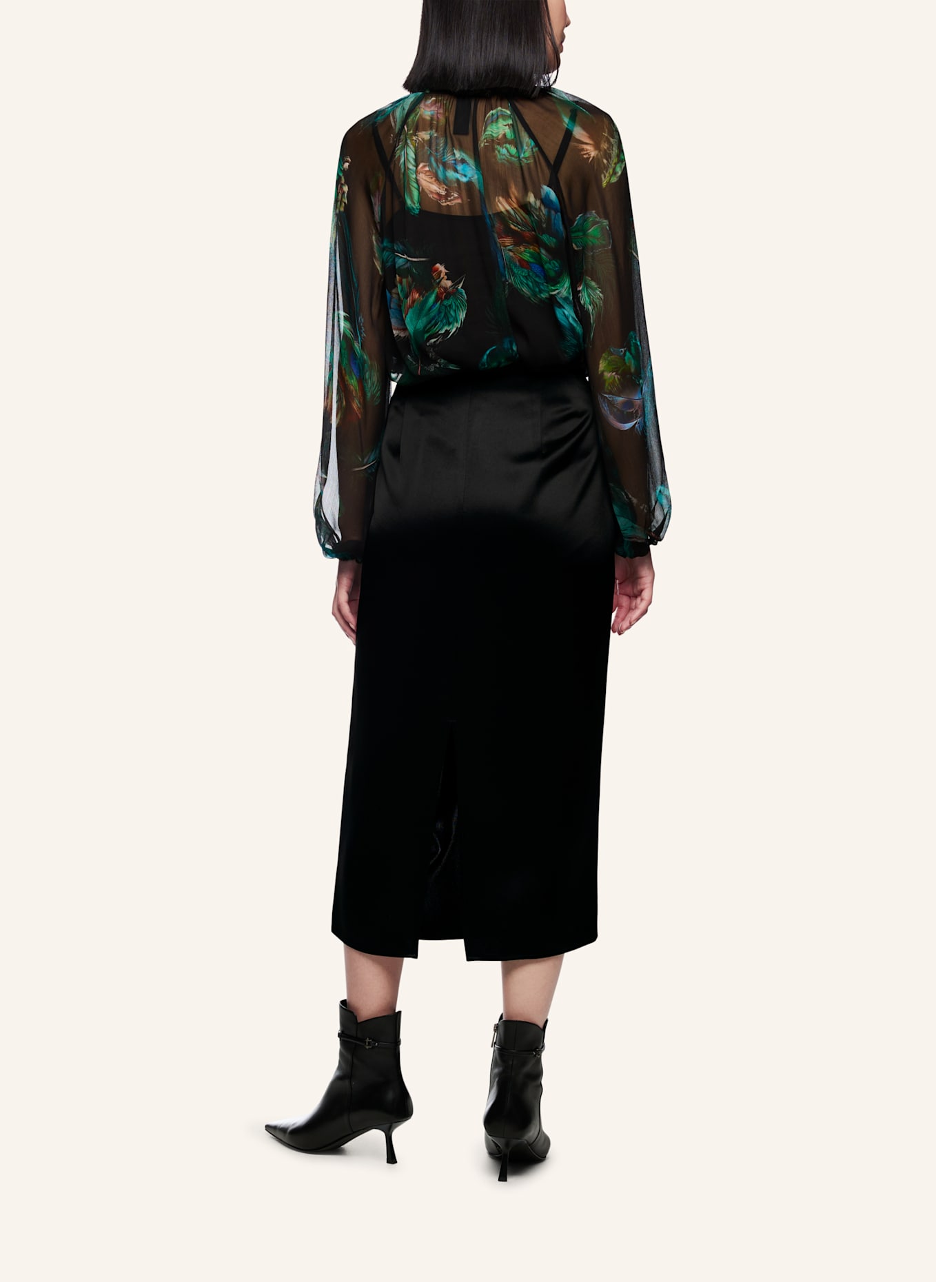 MARC CAIN Satinrock: SCHWARZ