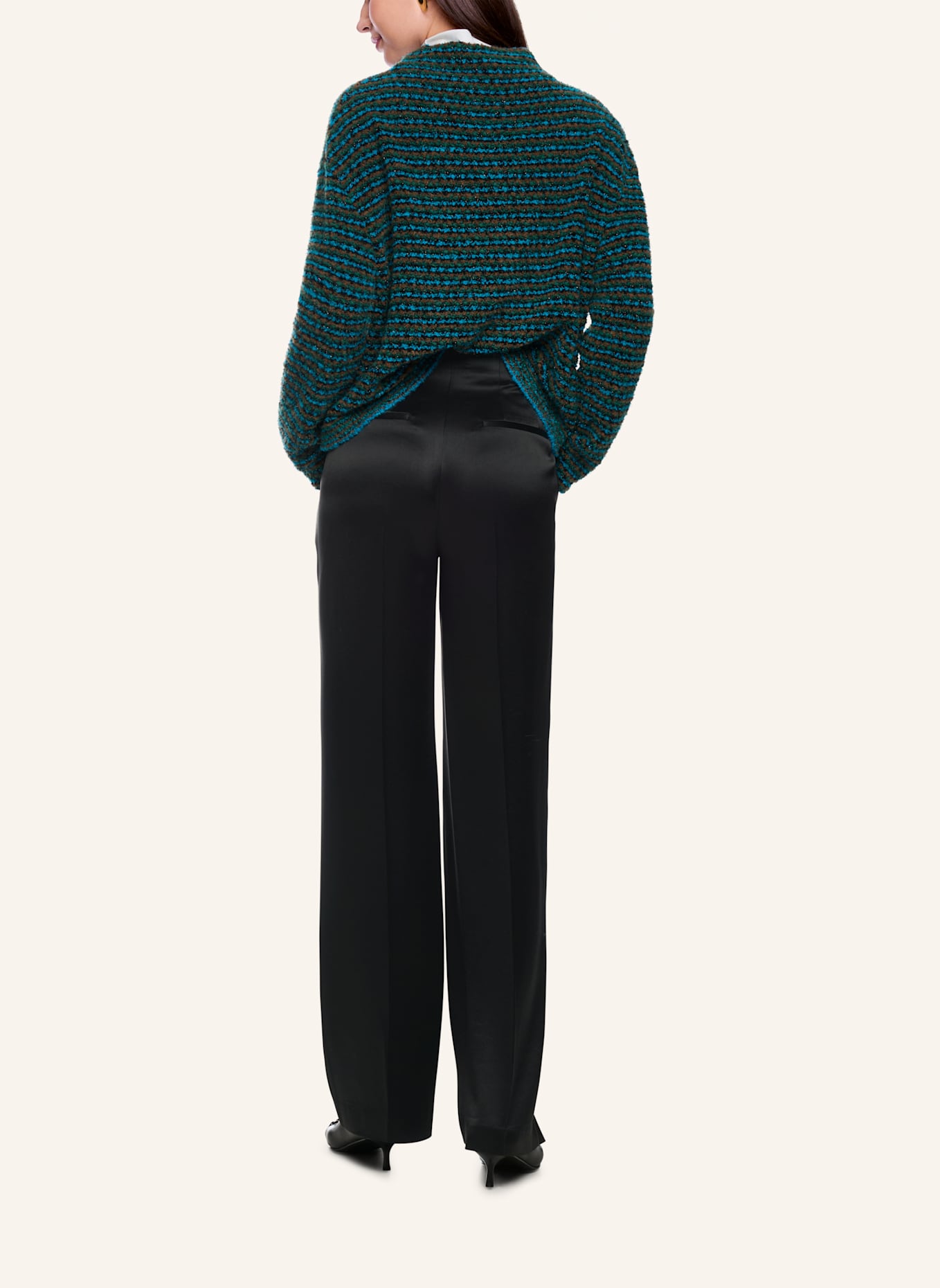 MARC CAIN Marlenehose aus Satin: SCHWARZ