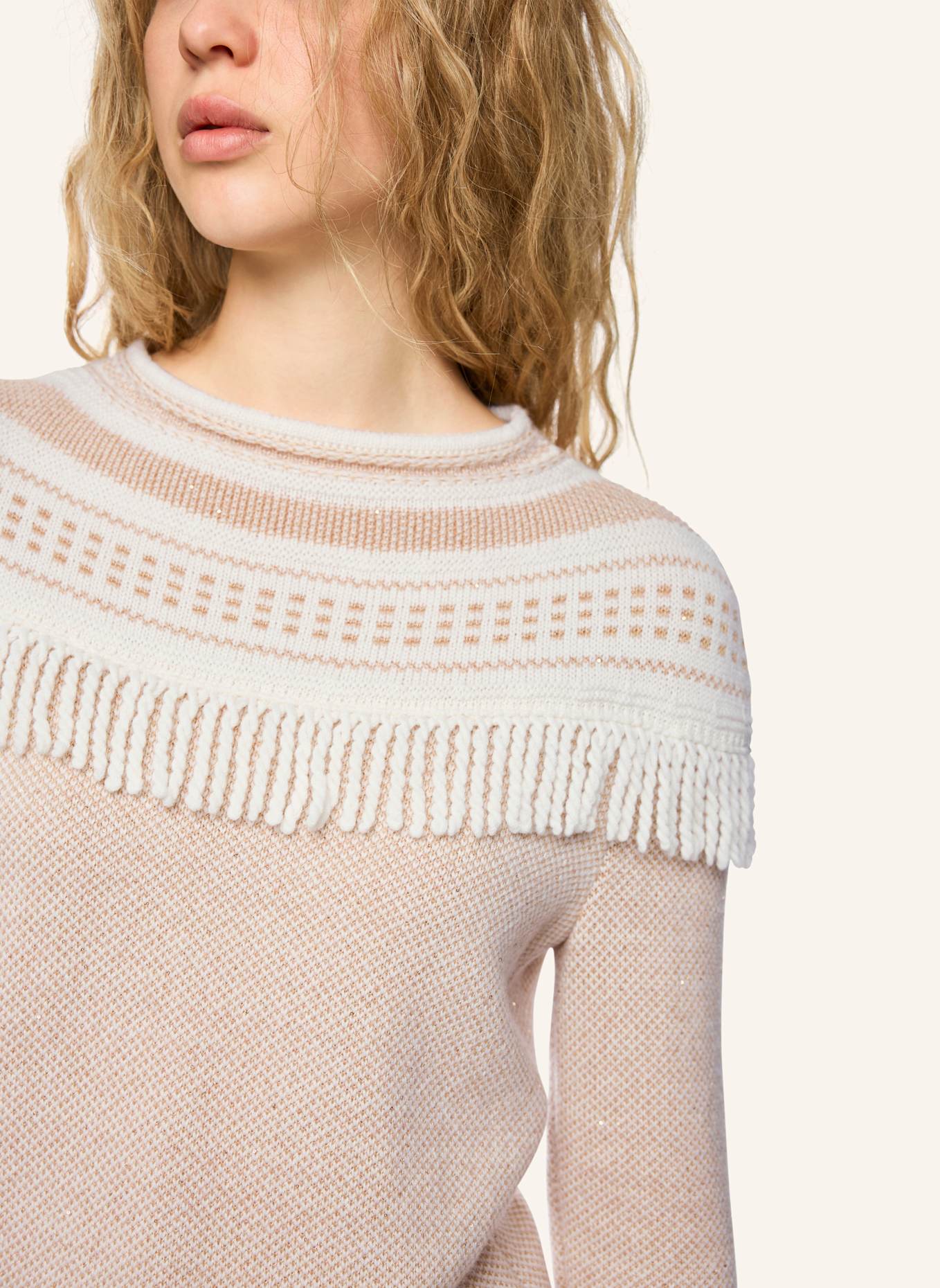 MARC CAIN Pullover: WEISS/ CREME
