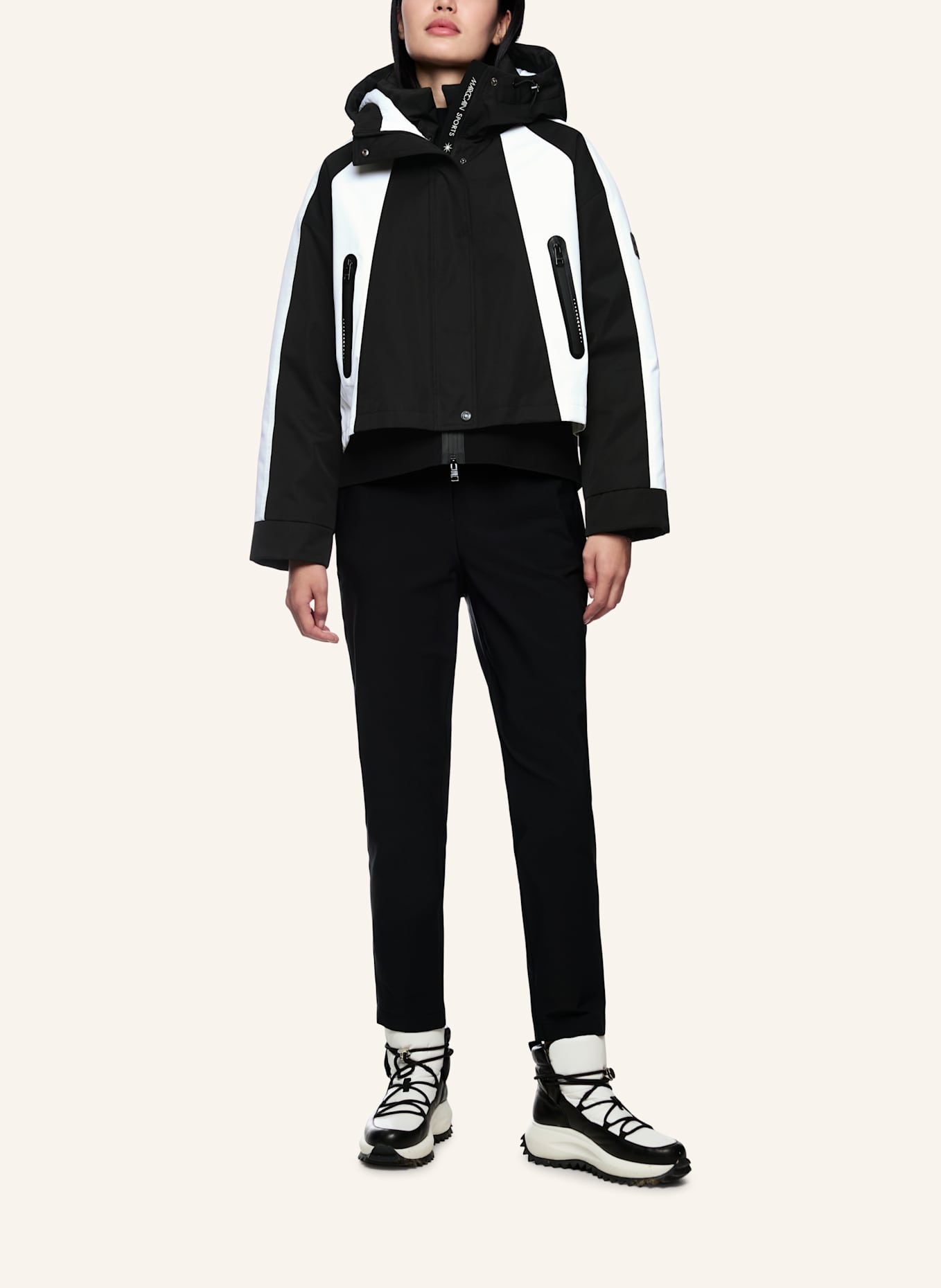 MARC CAIN Outdoor-Jacke: SCHWARZ/ WEISS