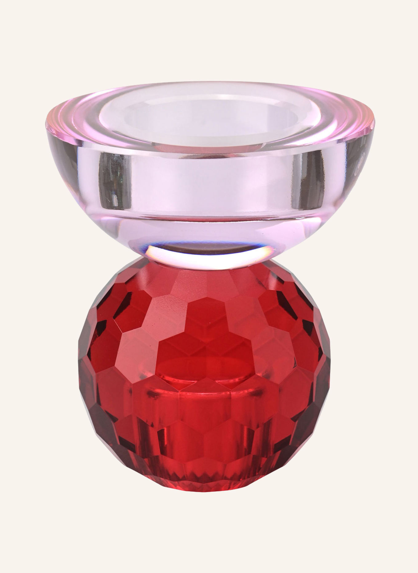 GIFTCOMPANY Kerzenhalter SARI KUGEL CABOCHON: ROT/ ROSA