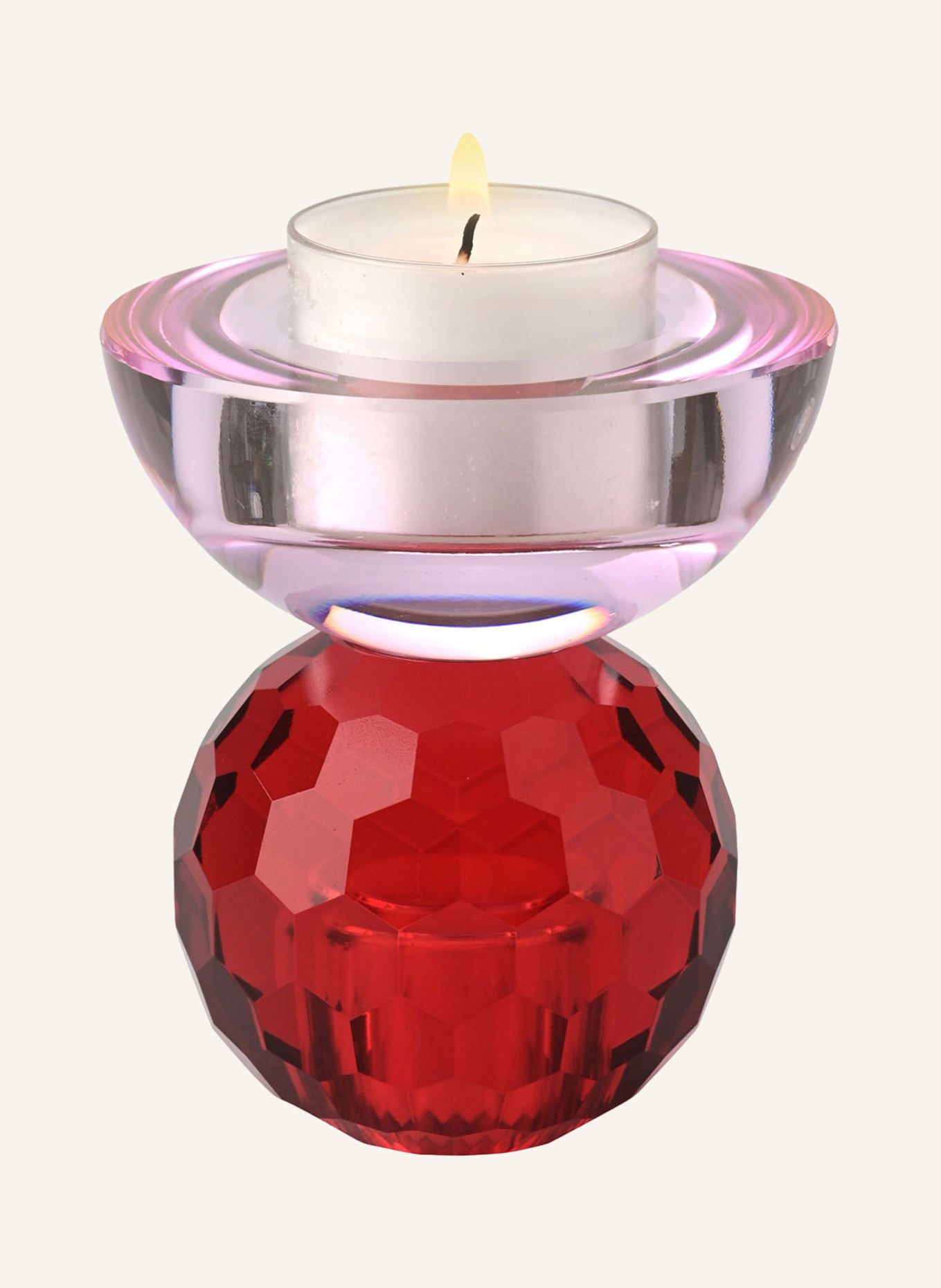 GIFTCOMPANY Kerzenhalter SARI KUGEL CABOCHON: ROT/ ROSA