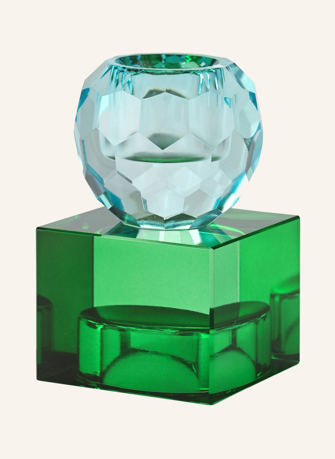 GIFTCOMPANY Kerzenhalter SARI KUGEL CUBE: BLAU/ GRÜN