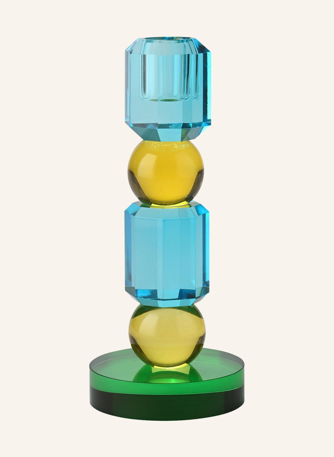 GIFTCOMPANY Kerzenhalter SARI 2 KUGELN: BLAU/ GELB/ GRÜN