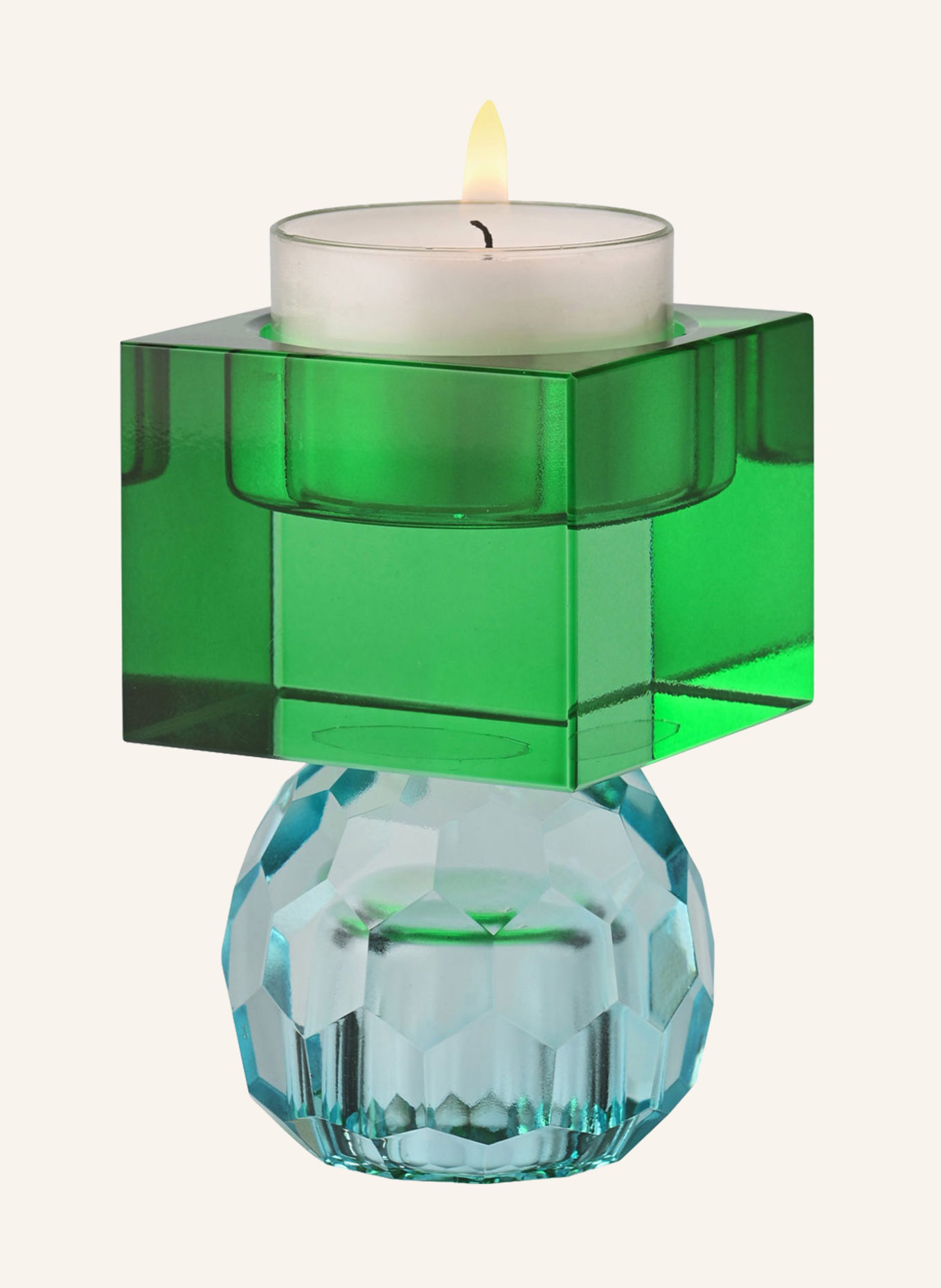 GIFTCOMPANY Kerzenhalter SARI KUGEL CUBE: BLAU/ GRÜN