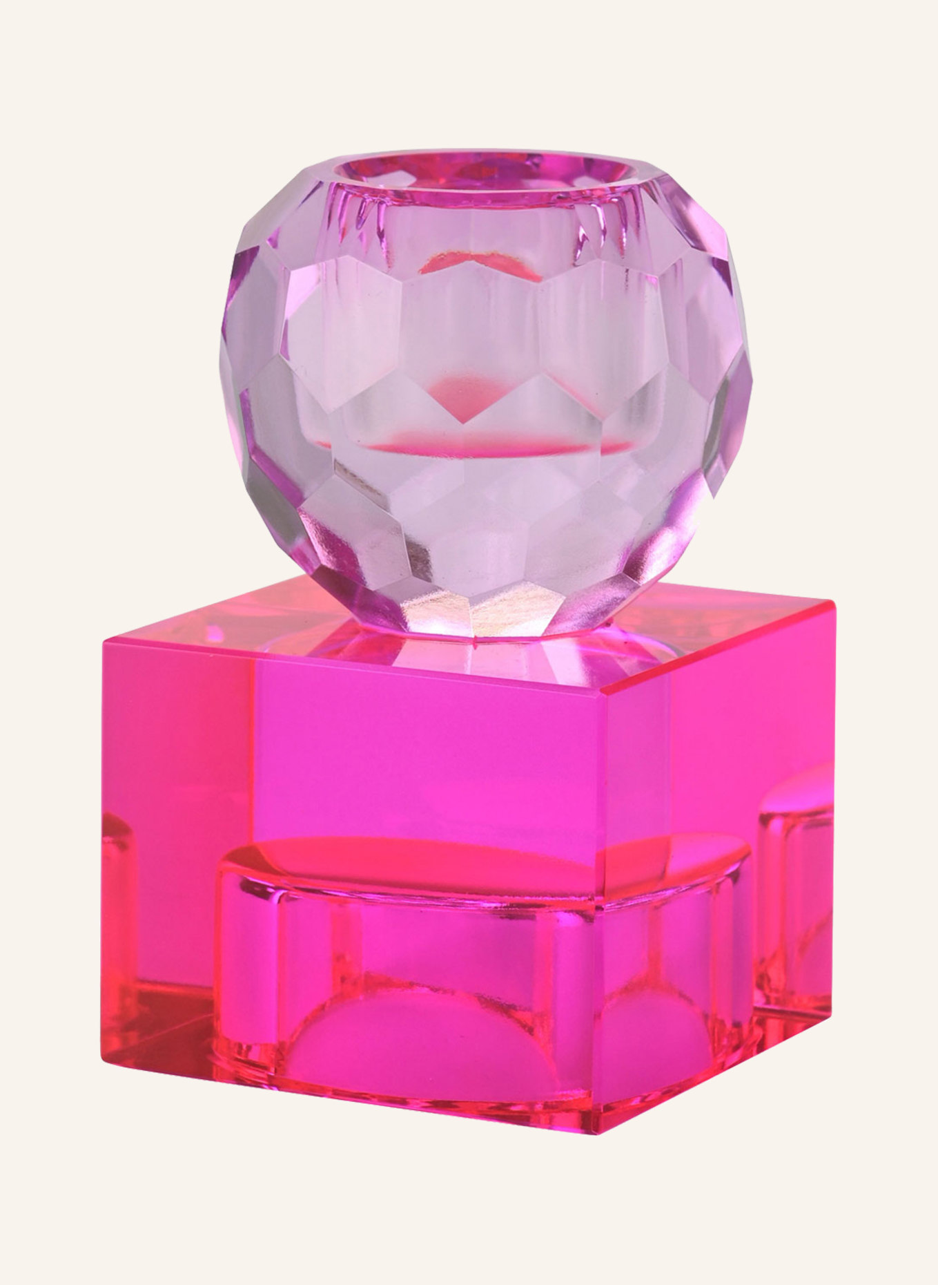 GIFTCOMPANY Kerzenhalter SARI KUGEL CUBE: LILA/ ROSA