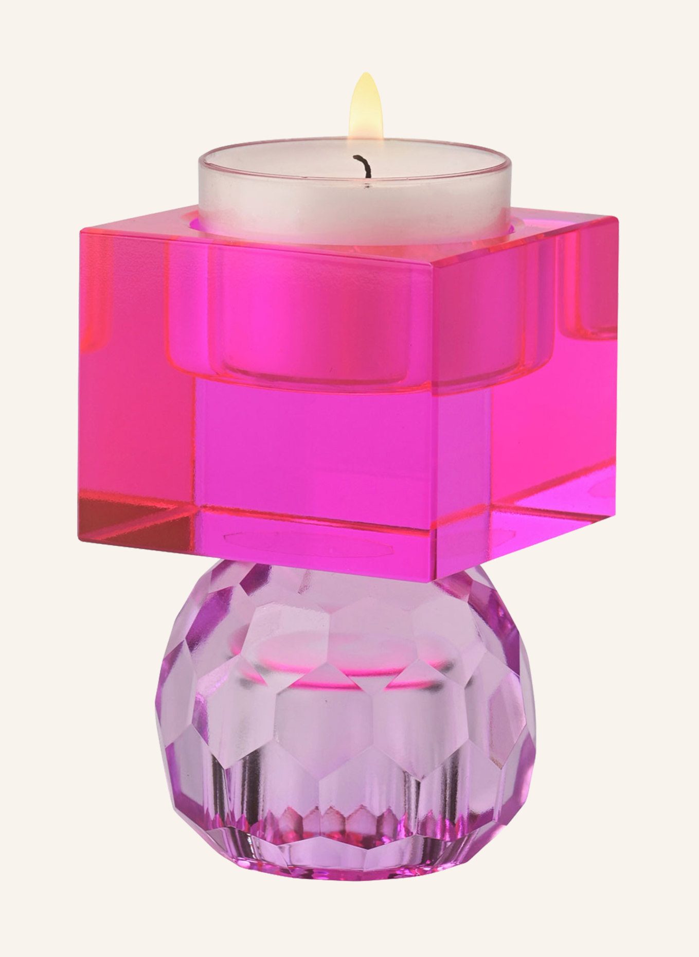 GIFTCOMPANY Kerzenhalter SARI KUGEL CUBE: LILA/ ROSA