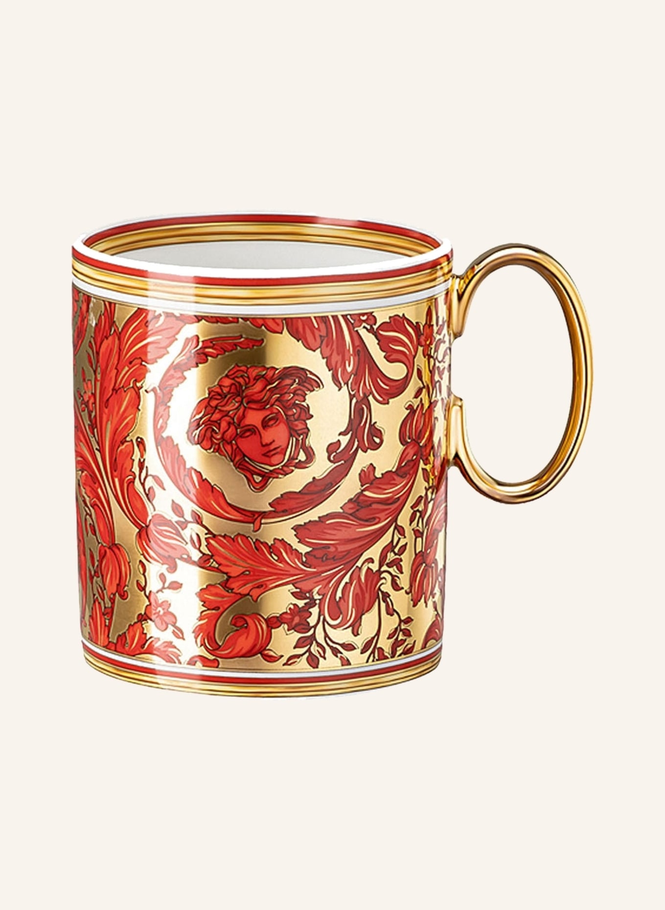 Rosenthal meets VERSACE Henkelbecher MEDUSA GARLAND RED, Farbe: GOLD (Bild 1)