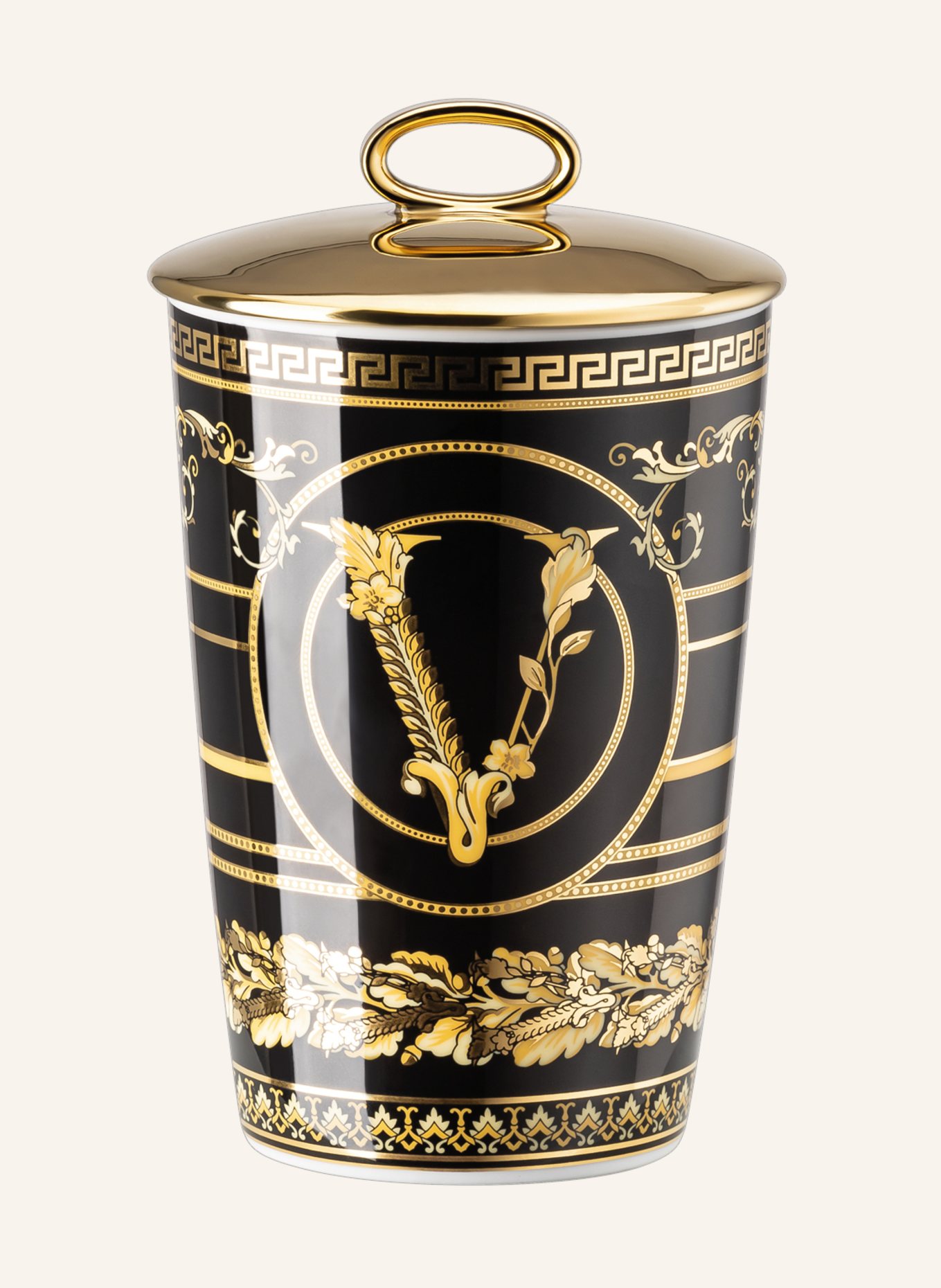 Rosenthal meets VERSACE Tischlicht mit Duftwachs VIRTUS GALA BLACK: GOLD