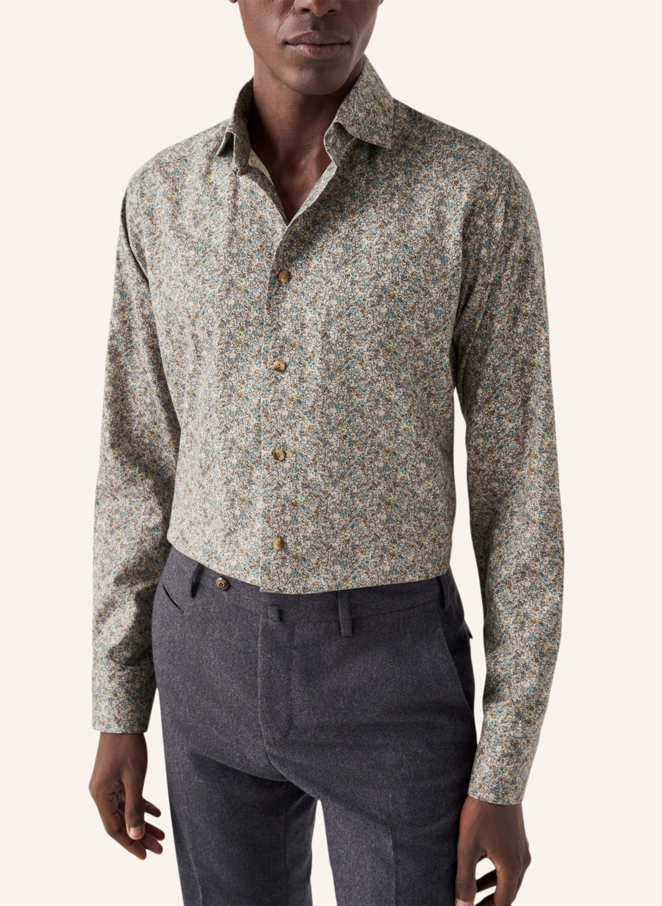 ETON Slim fit Hemd mit floralem print, Farbe: BEIGE (Bild 5)