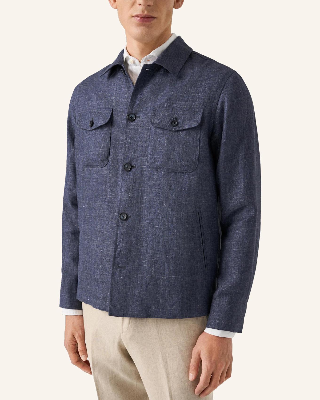 ETON Overshirt Mit Taschen Aus Leinen: DUNKELBLAU