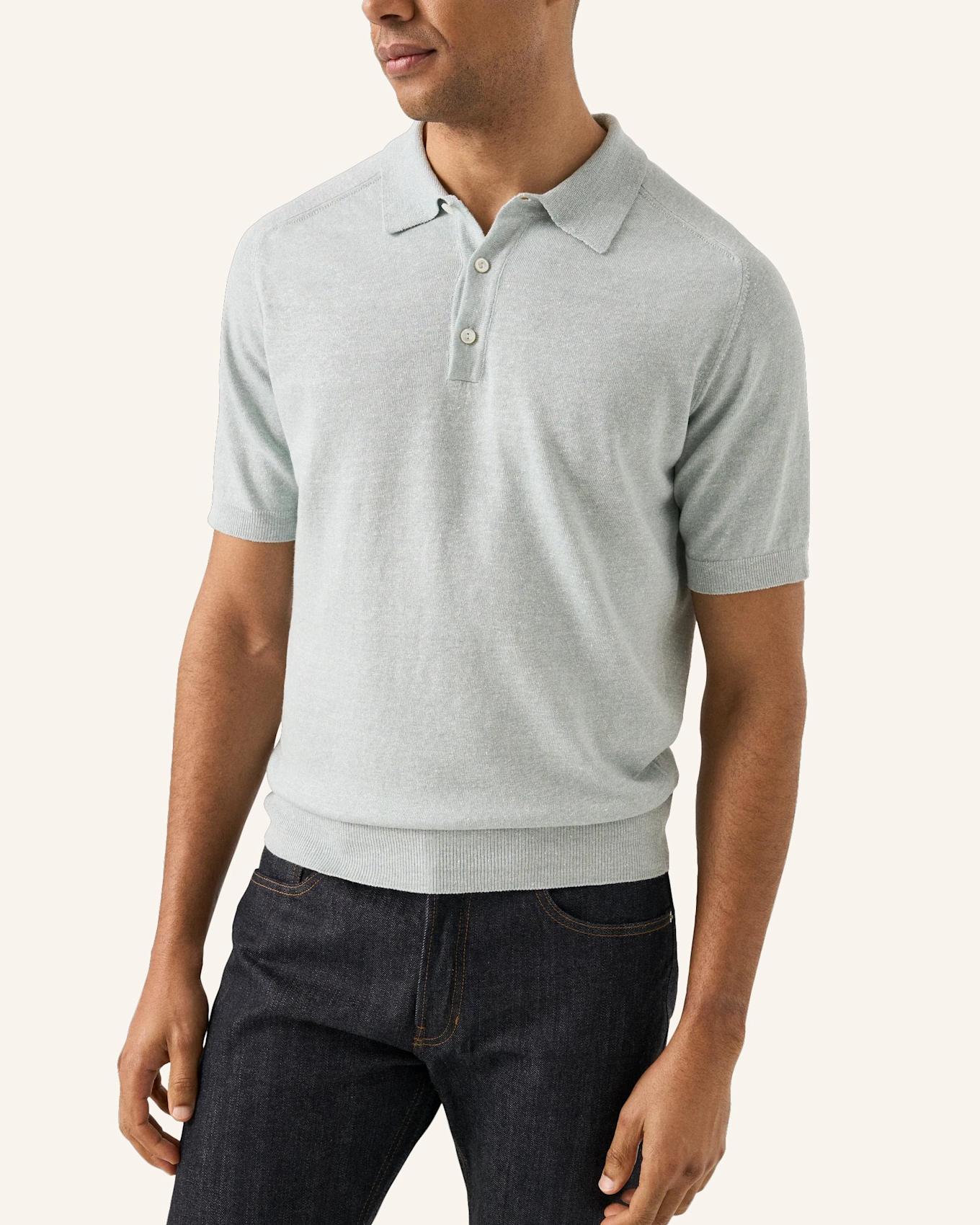 ETON Baumwolle Leinen Feinrippiges Poloshirt Regular Fit: GRÜN