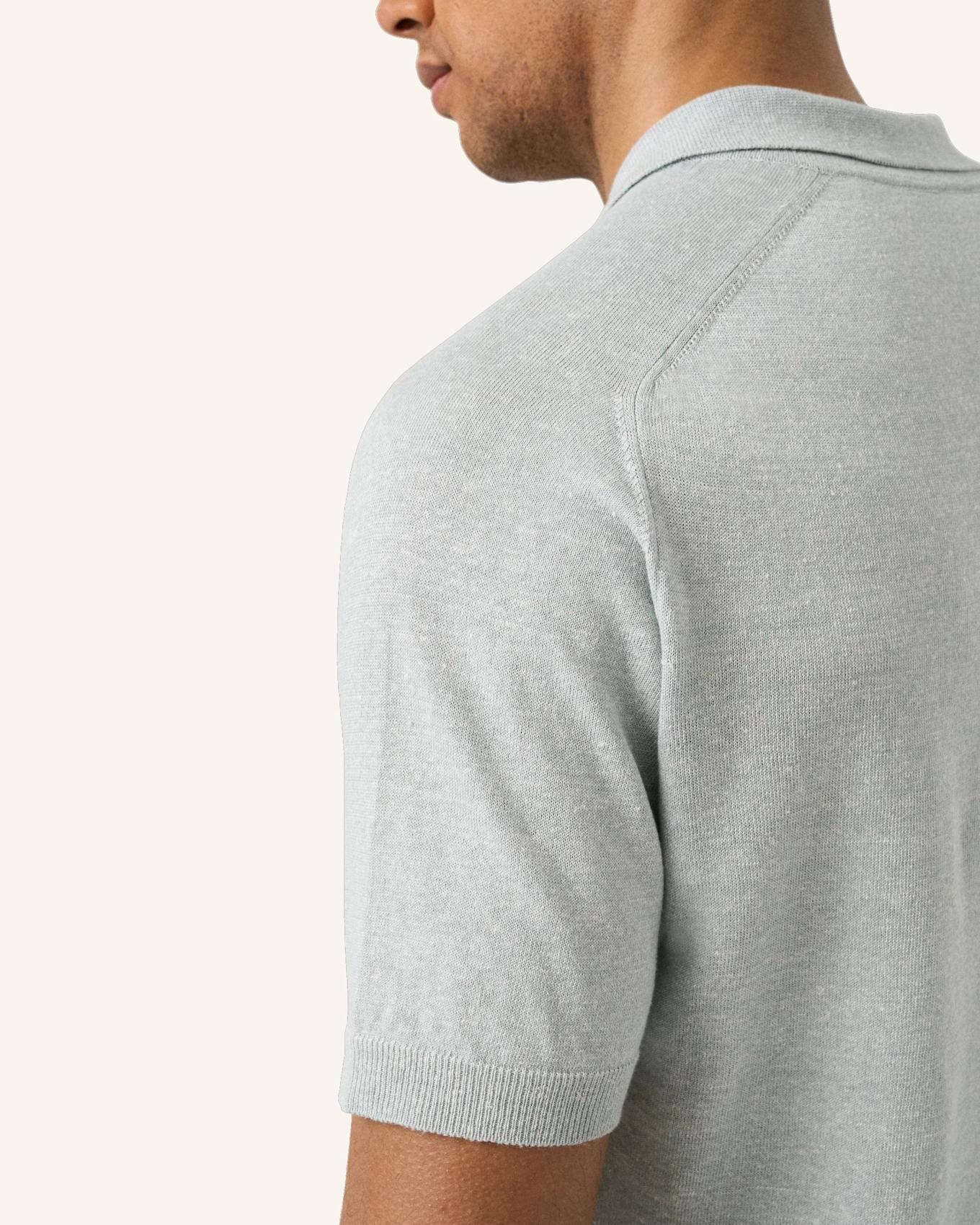 ETON Baumwolle Leinen Feinrippiges Poloshirt Regular Fit: GRÜN