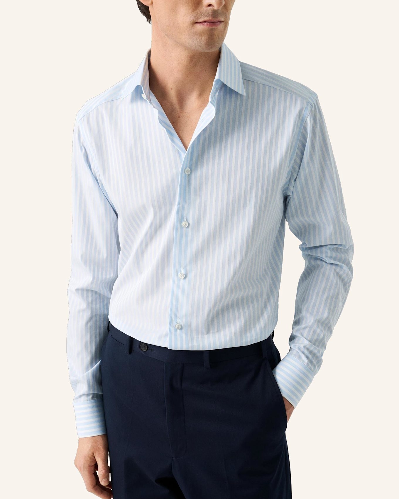 ETON Hemd Baumwolle Piqué Gestreift Contemporary Fit: BLAU