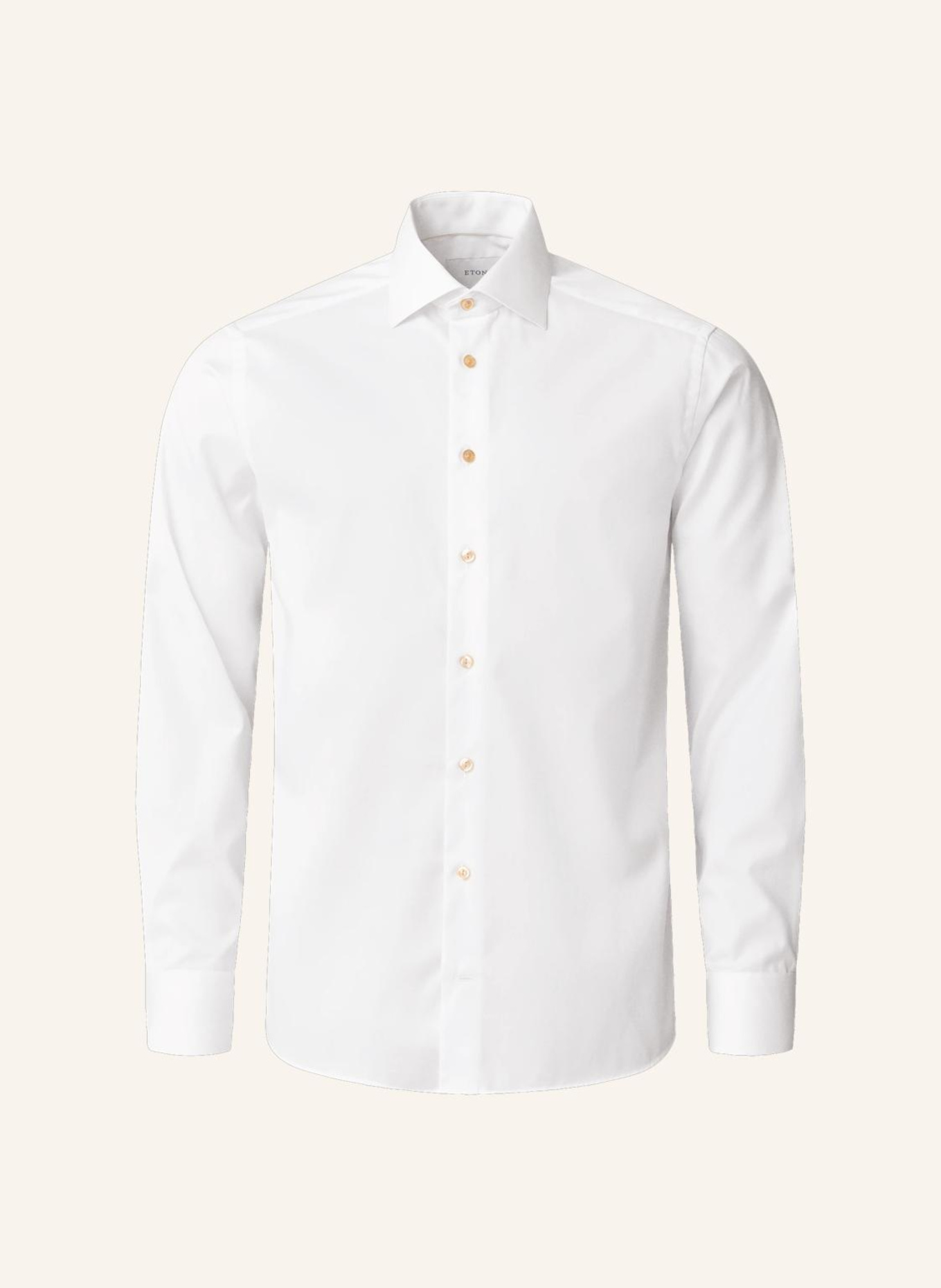 ETON Signature Twill Hemd Beige Kontrast Super Slim Fit: WEISS