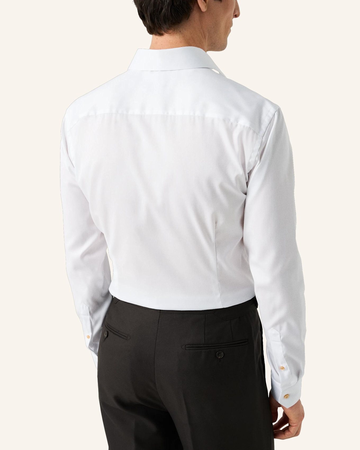 ETON Signature Twill Hemd Beige Kontrast Super Slim Fit: WEISS