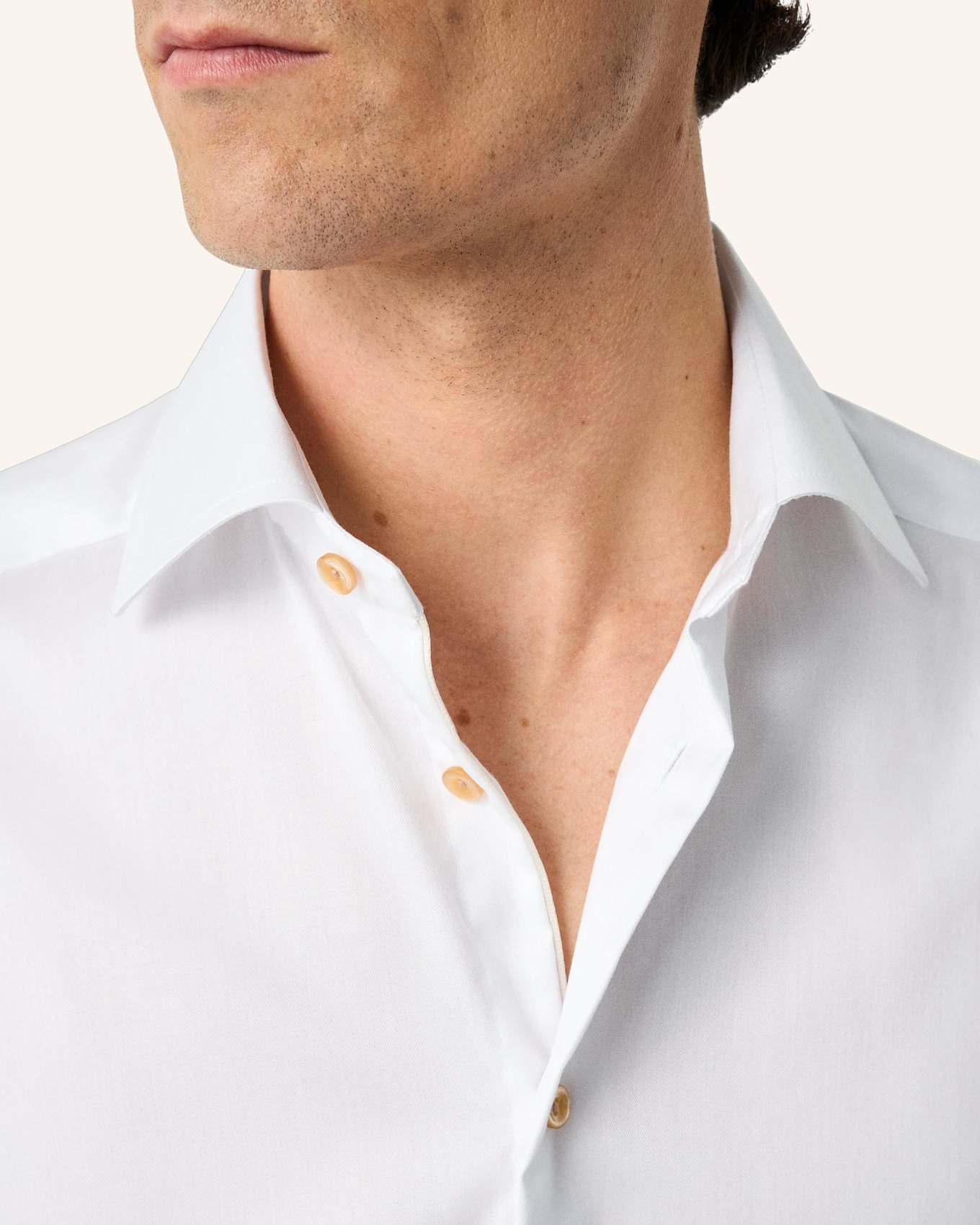 ETON Signature Twill Hemd Beige Kontrast Super Slim Fit: WEISS