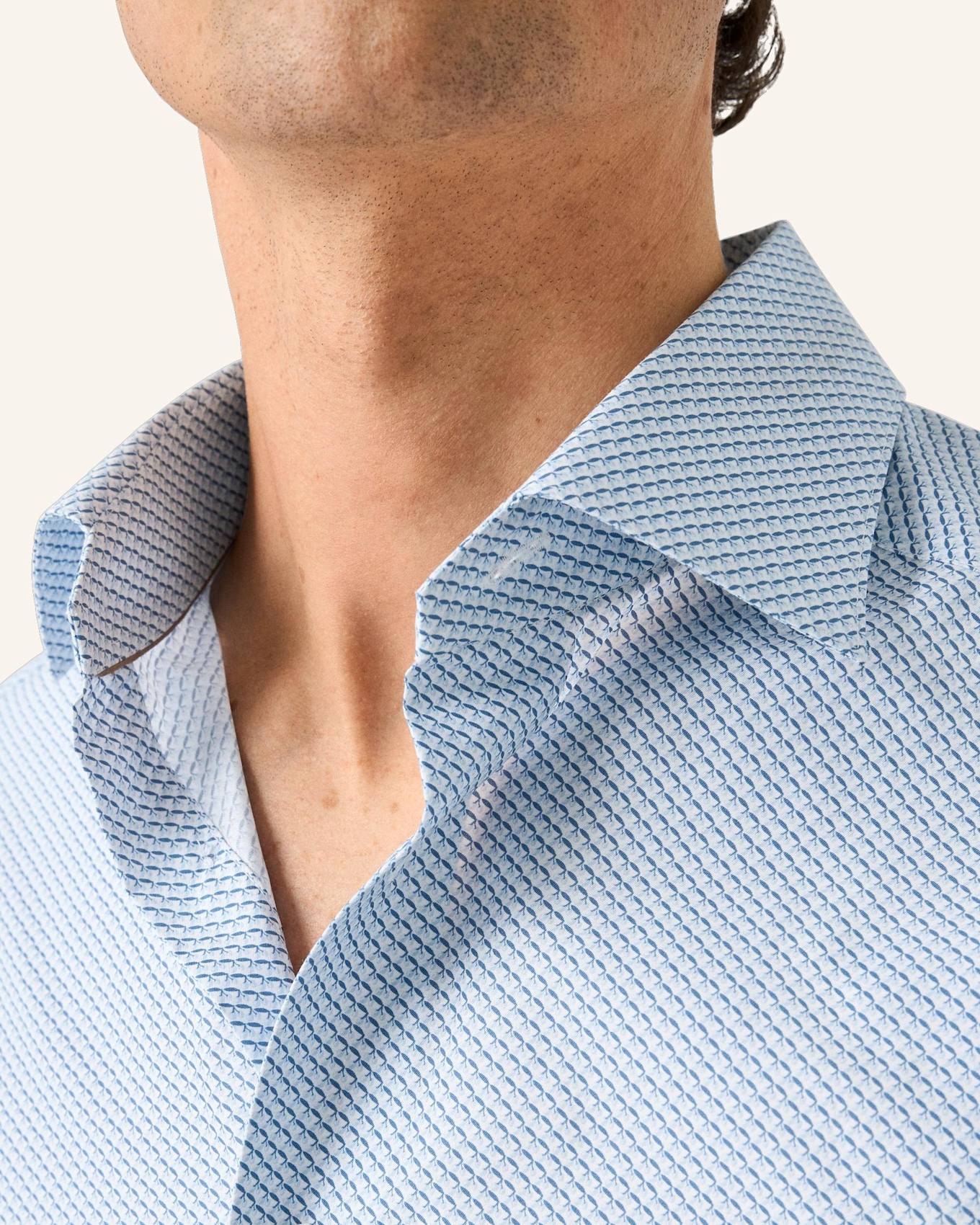 ETON Micro Olive Feinrippiges Twill Hemd Slim Fit: BLAU
