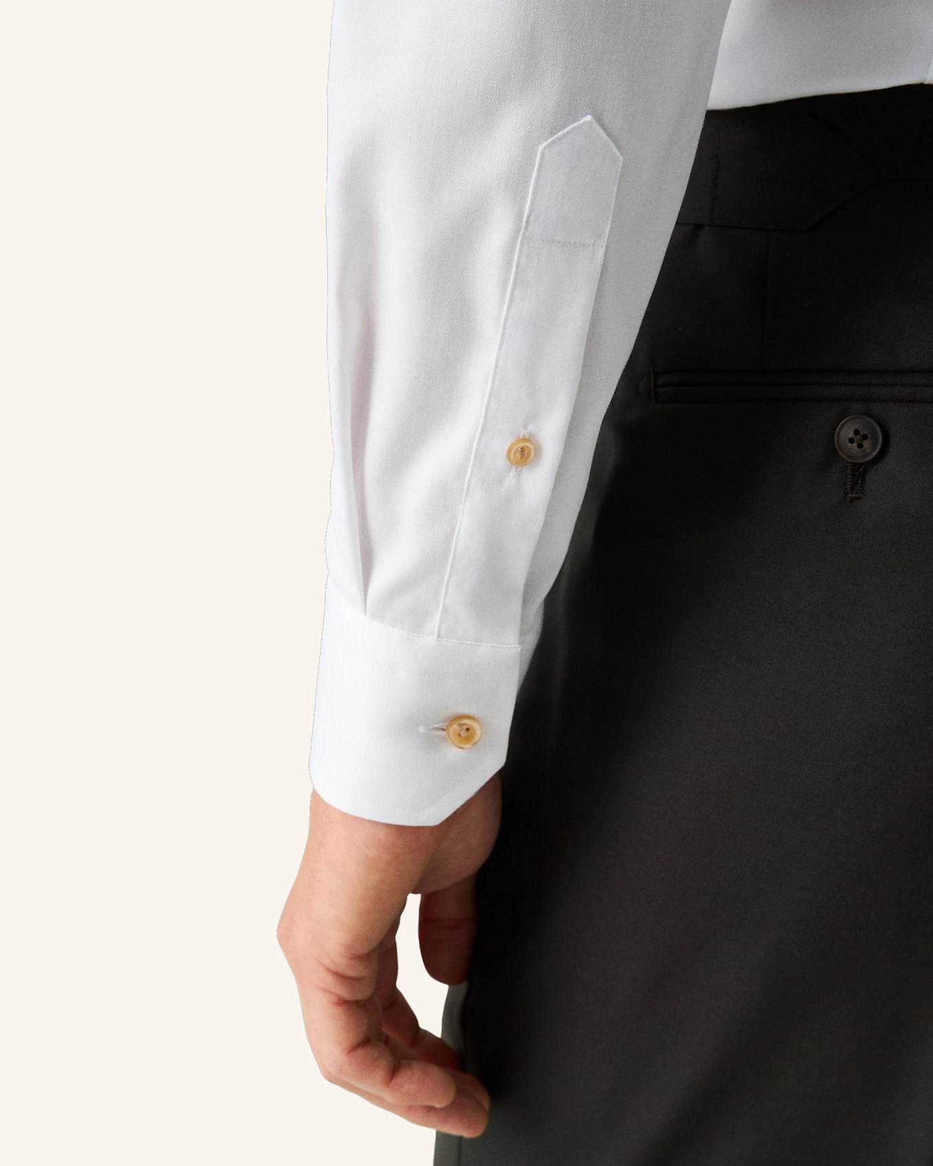 ETON Signature Twill Hemd Beige Kontrast Super Slim Fit: WEISS