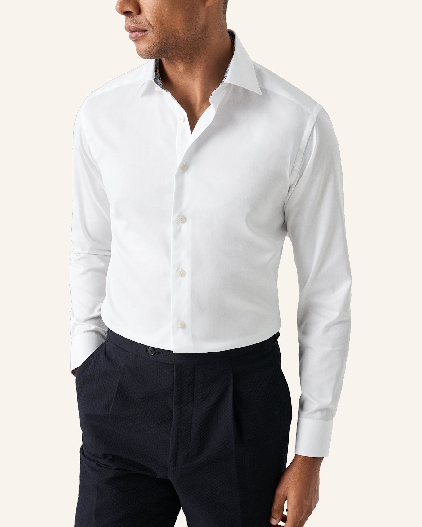 ETON Signature Twill Hemd mit Paisley-Effekt Super Slim Fit: WEISS