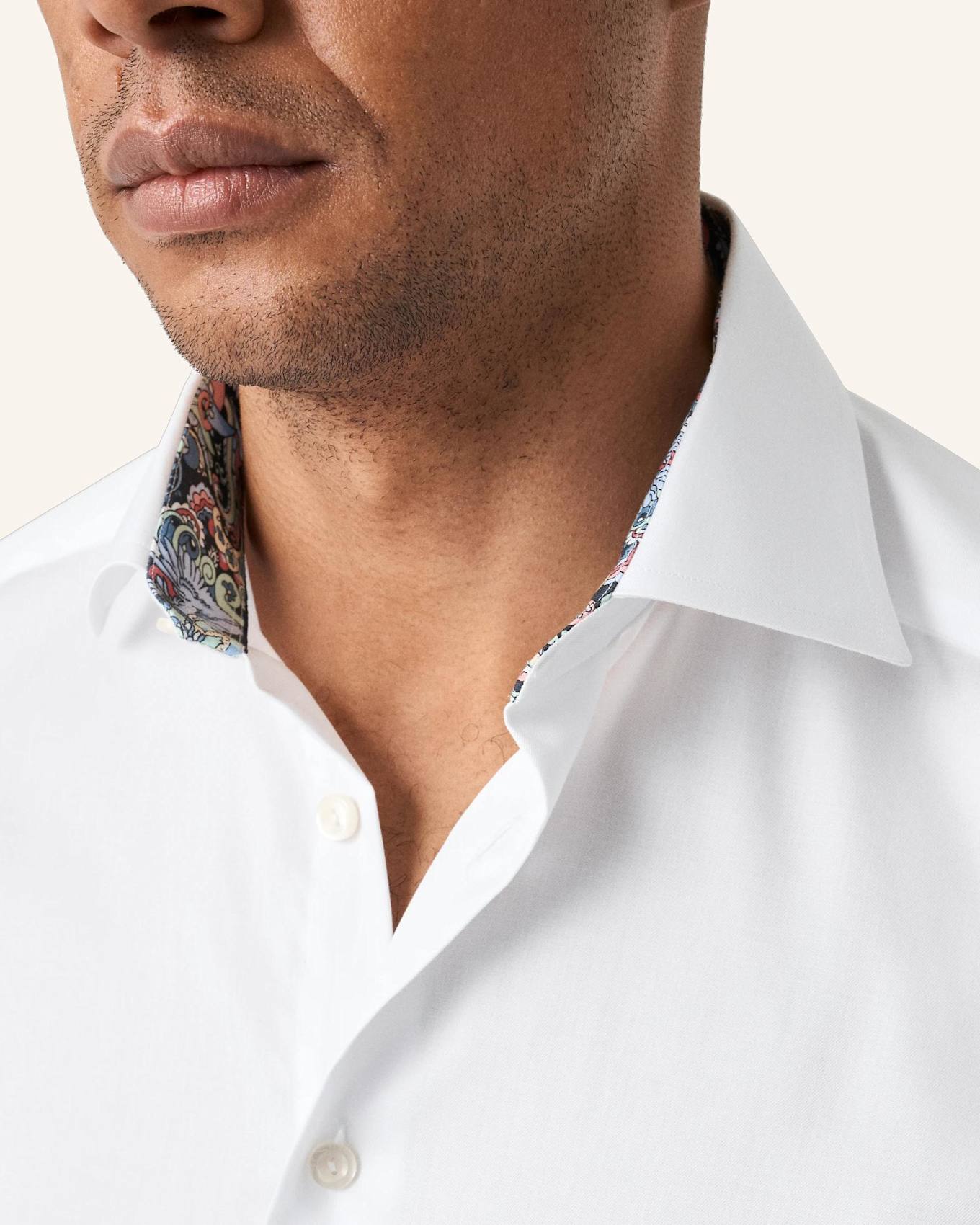 ETON Signature Twill Hemd mit Paisley-Effekt Super Slim Fit: WEISS