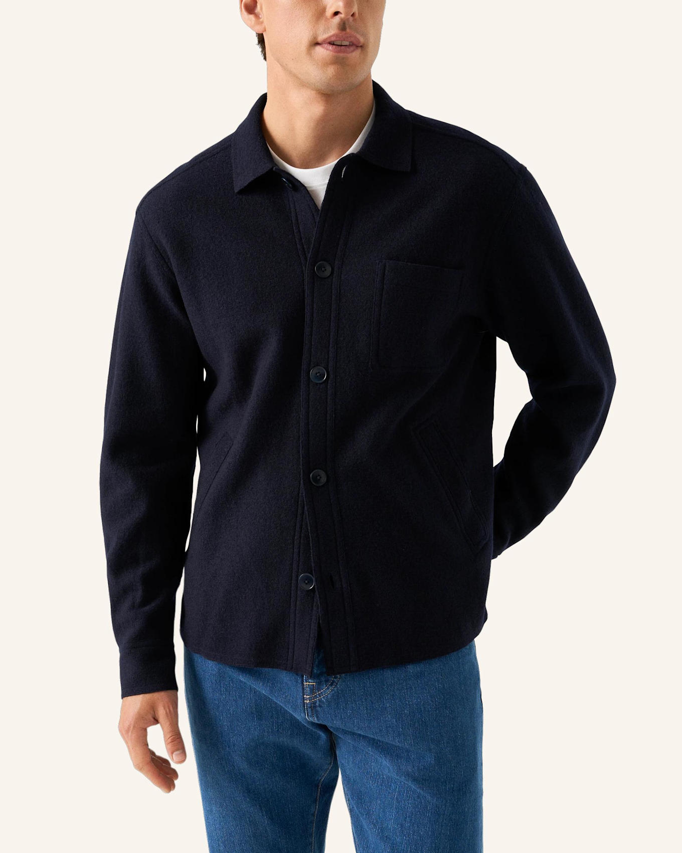ETON Hemdjacke gekochte Wolle: DUNKELBLAU