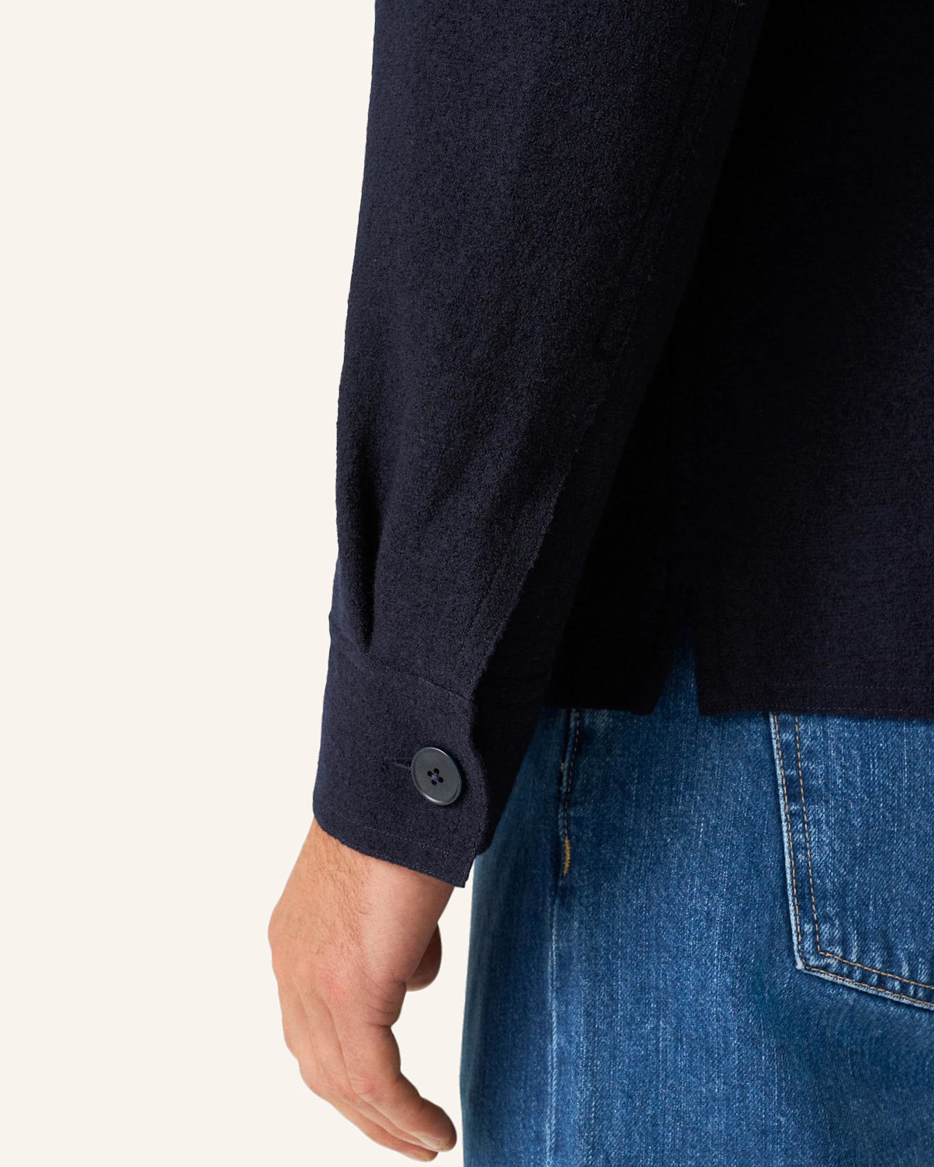 ETON Hemdjacke gekochte Wolle: DUNKELBLAU