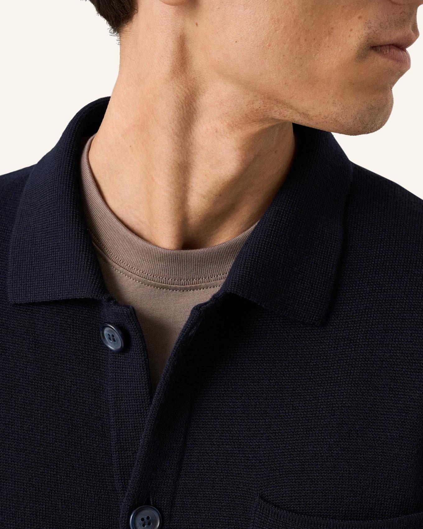 ETON Hemdjacke Milano-Strick: DUNKELBLAU