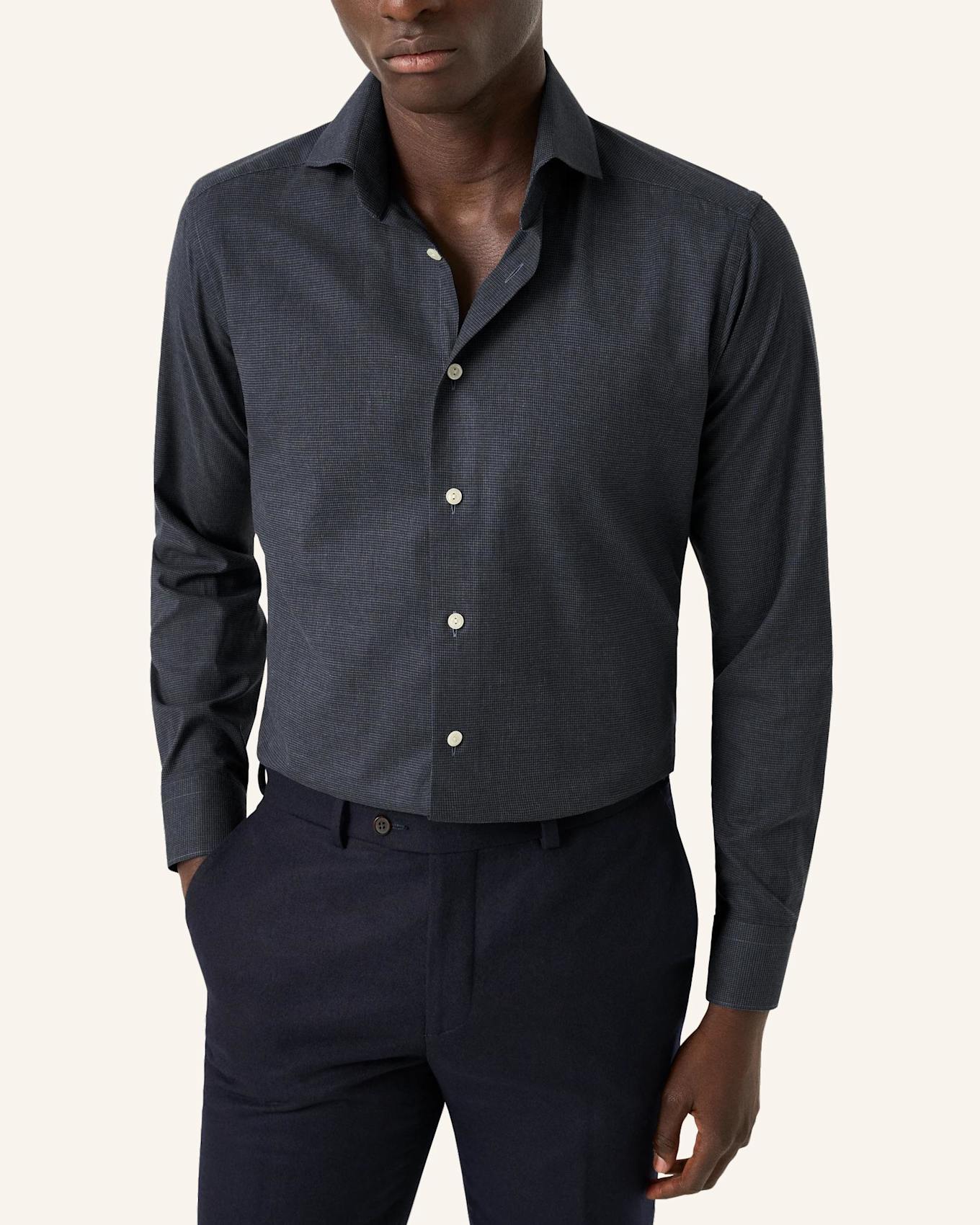 ETON Signature-Flanell-Hemd Microcheck Slim fit: DUNKELBLAU