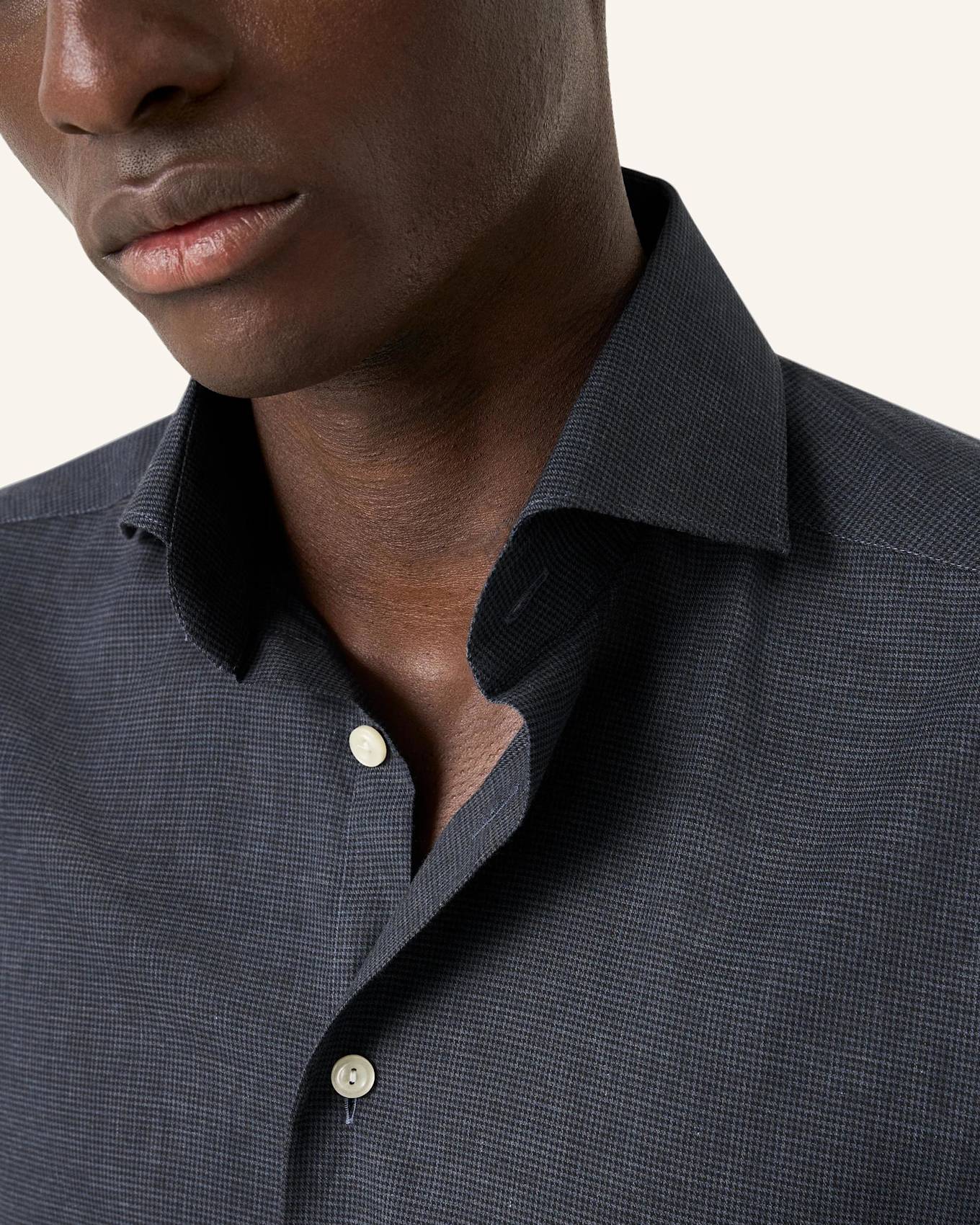 ETON Signature-Flanell-Hemd Microcheck Slim fit: DUNKELBLAU