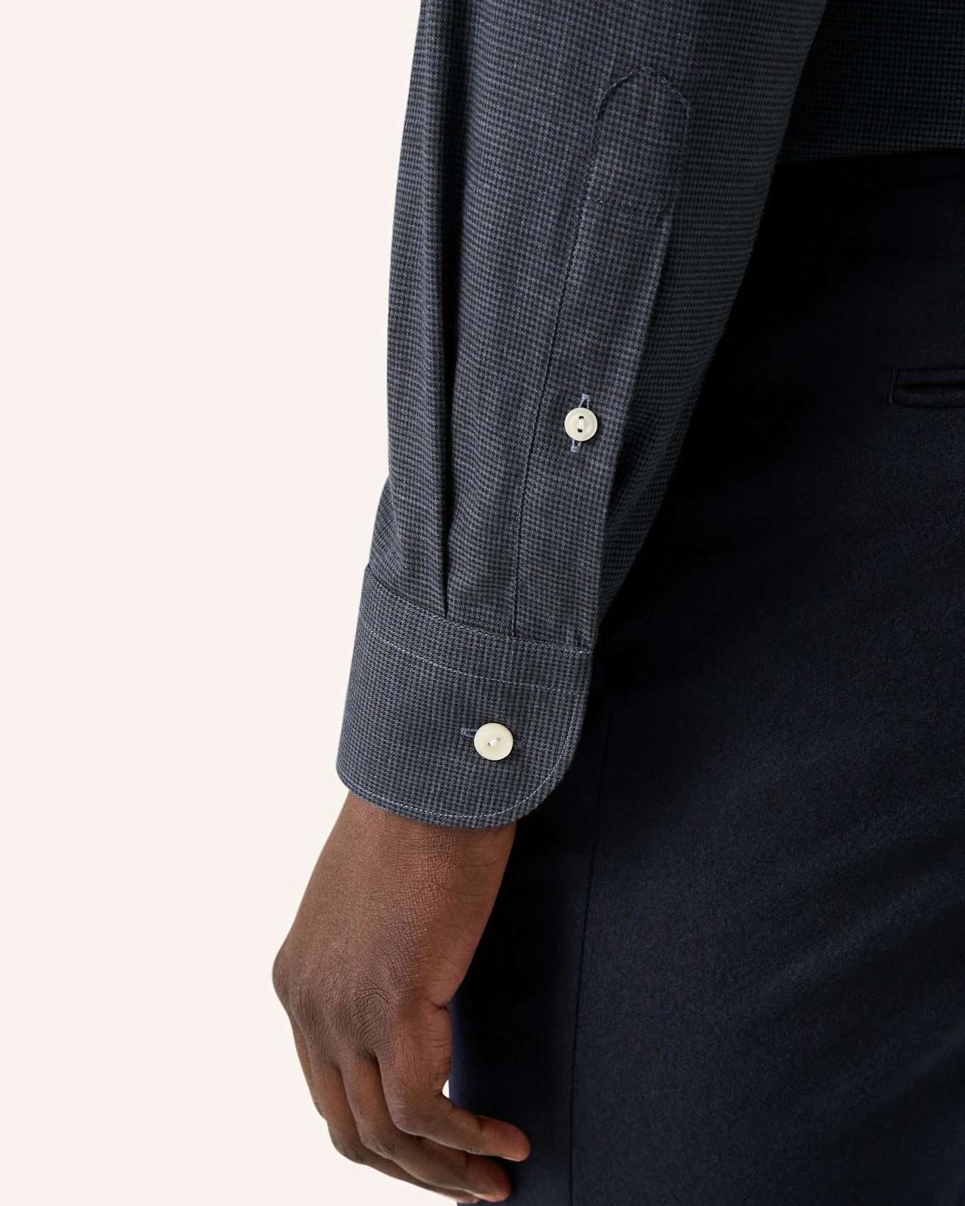 ETON Signature-Flanell-Hemd Microcheck Slim fit: DUNKELBLAU