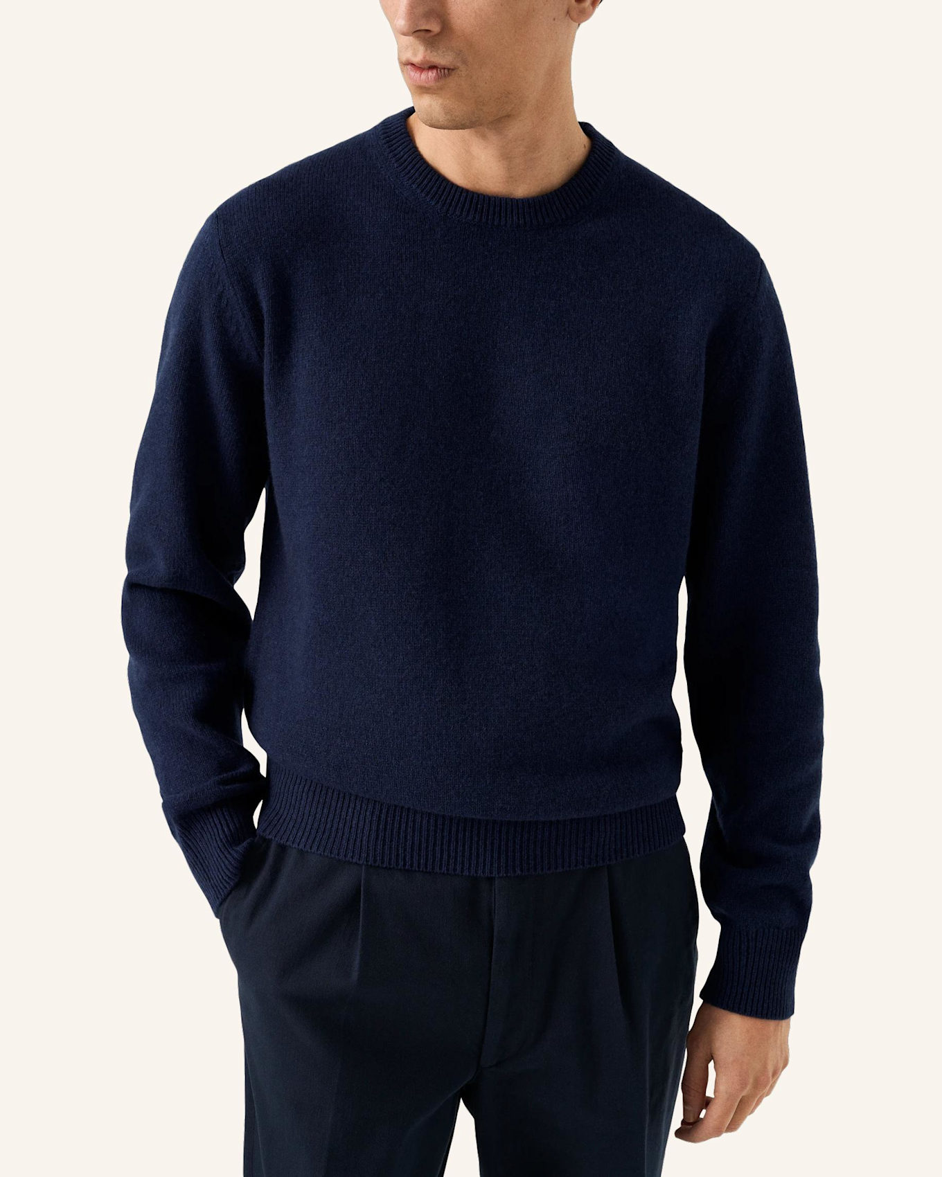 ETON Rundhalsausschnitt Kaschmirstrick: DUNKELBLAU