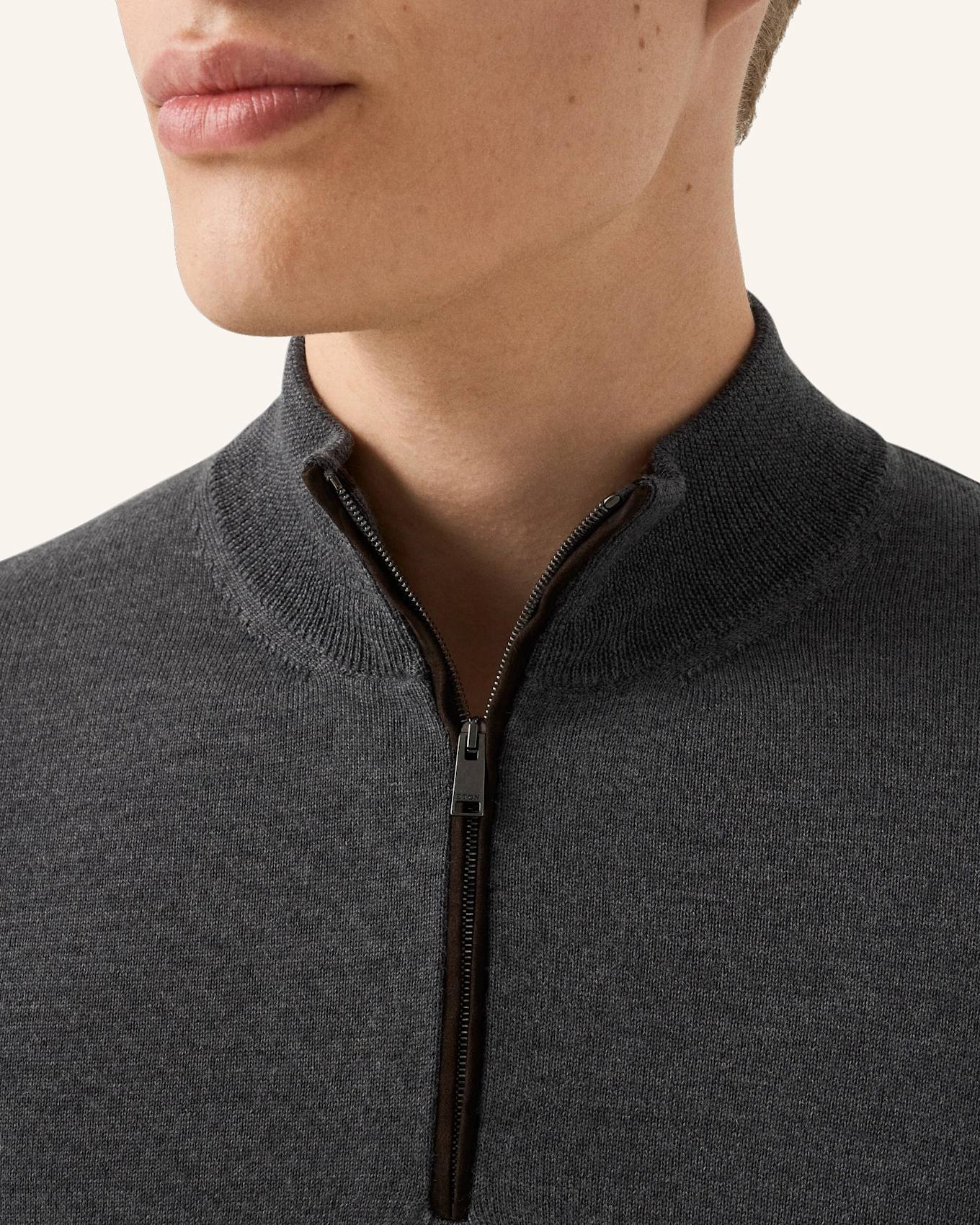 ETON Quarter-Zip-Strickpullover: DUNKELGRAU