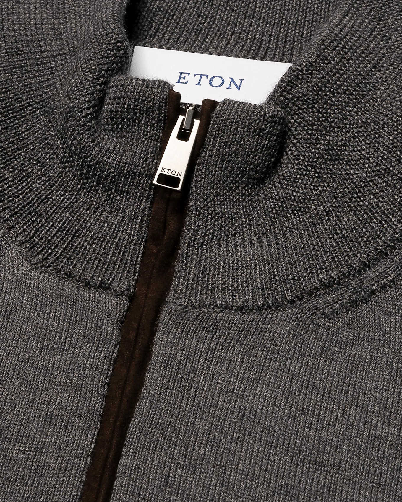 ETON Quarter-Zip-Strickpullover: DUNKELGRAU