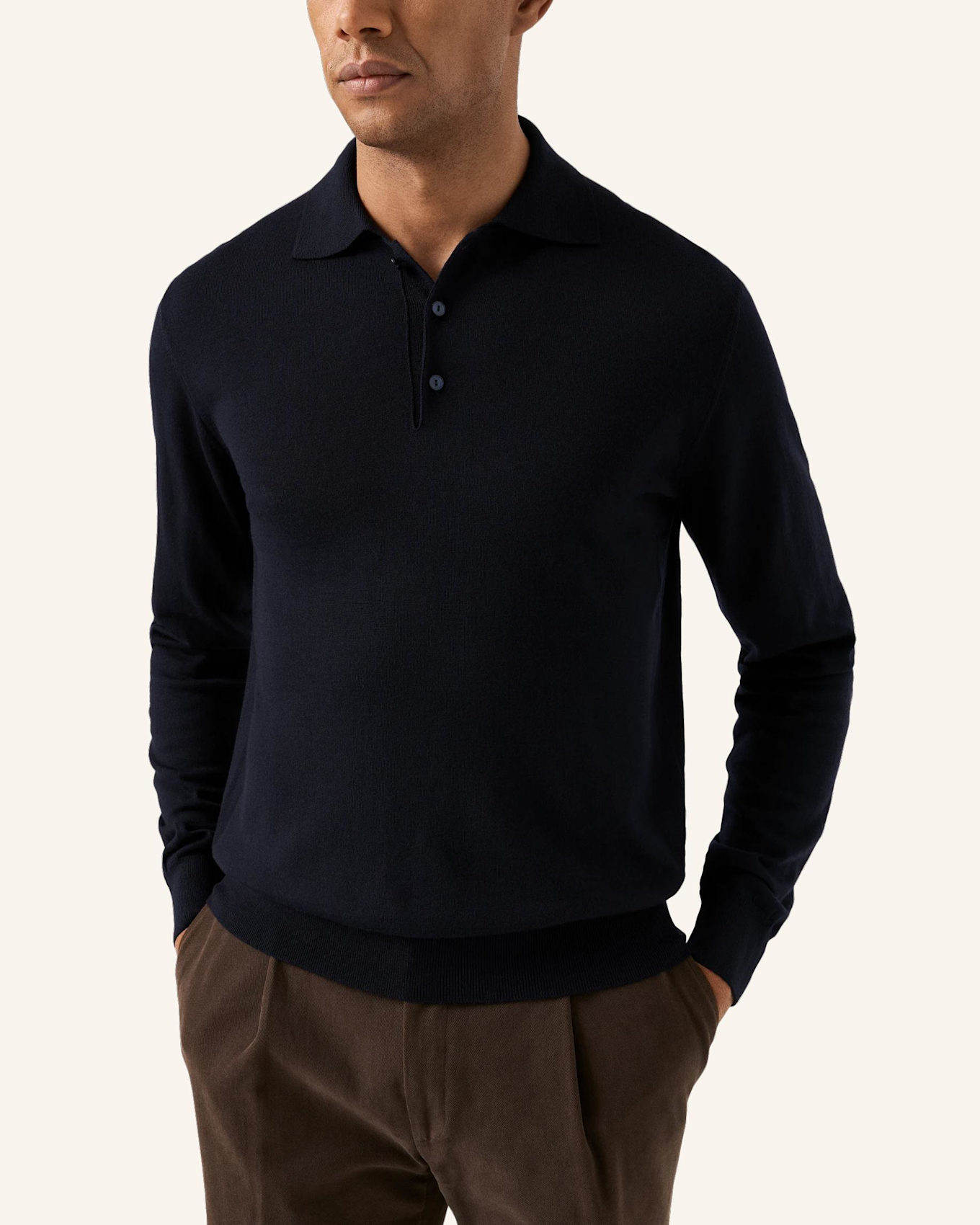 ETON Feinstrick-Polohemd: DUNKELBLAU