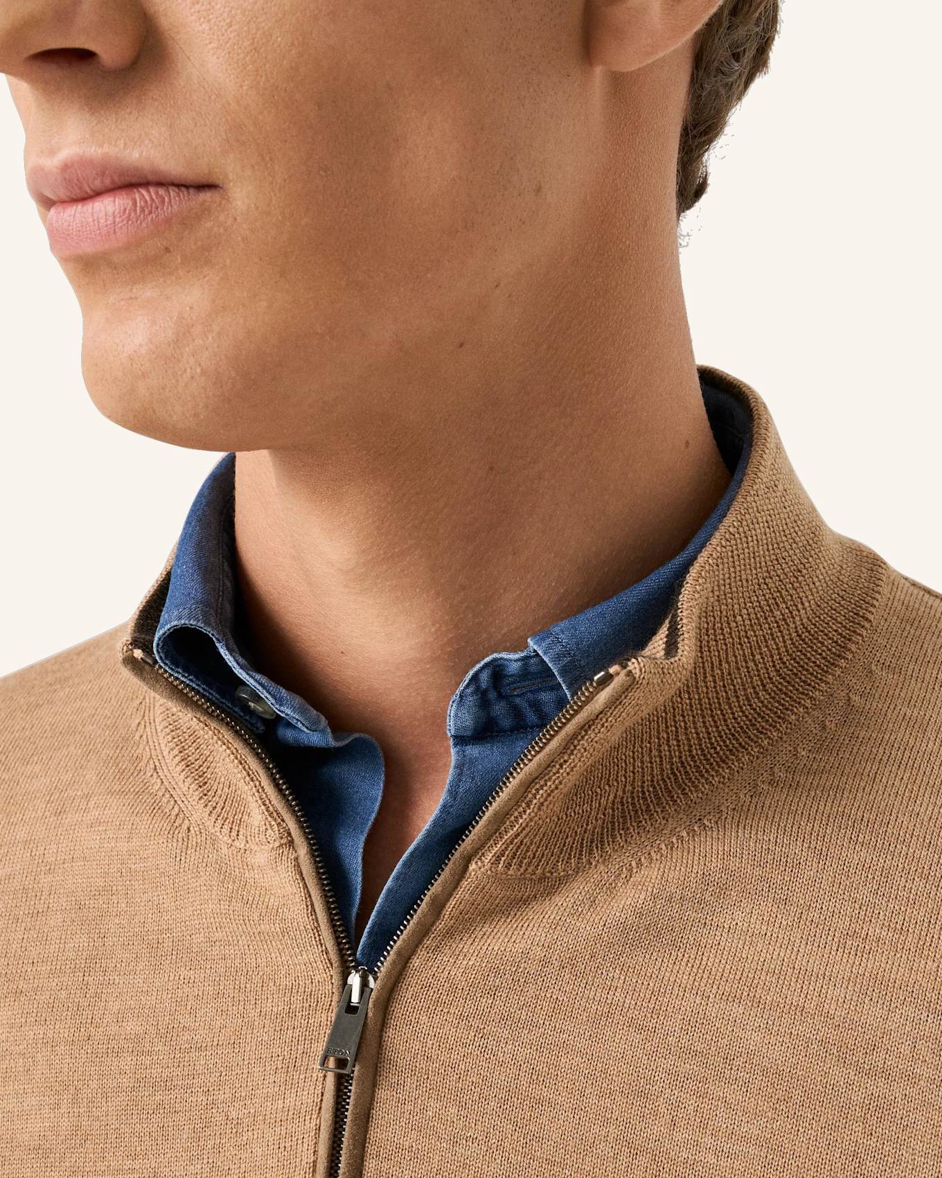 ETON Quarter-Zip-Strickpullover: GELB