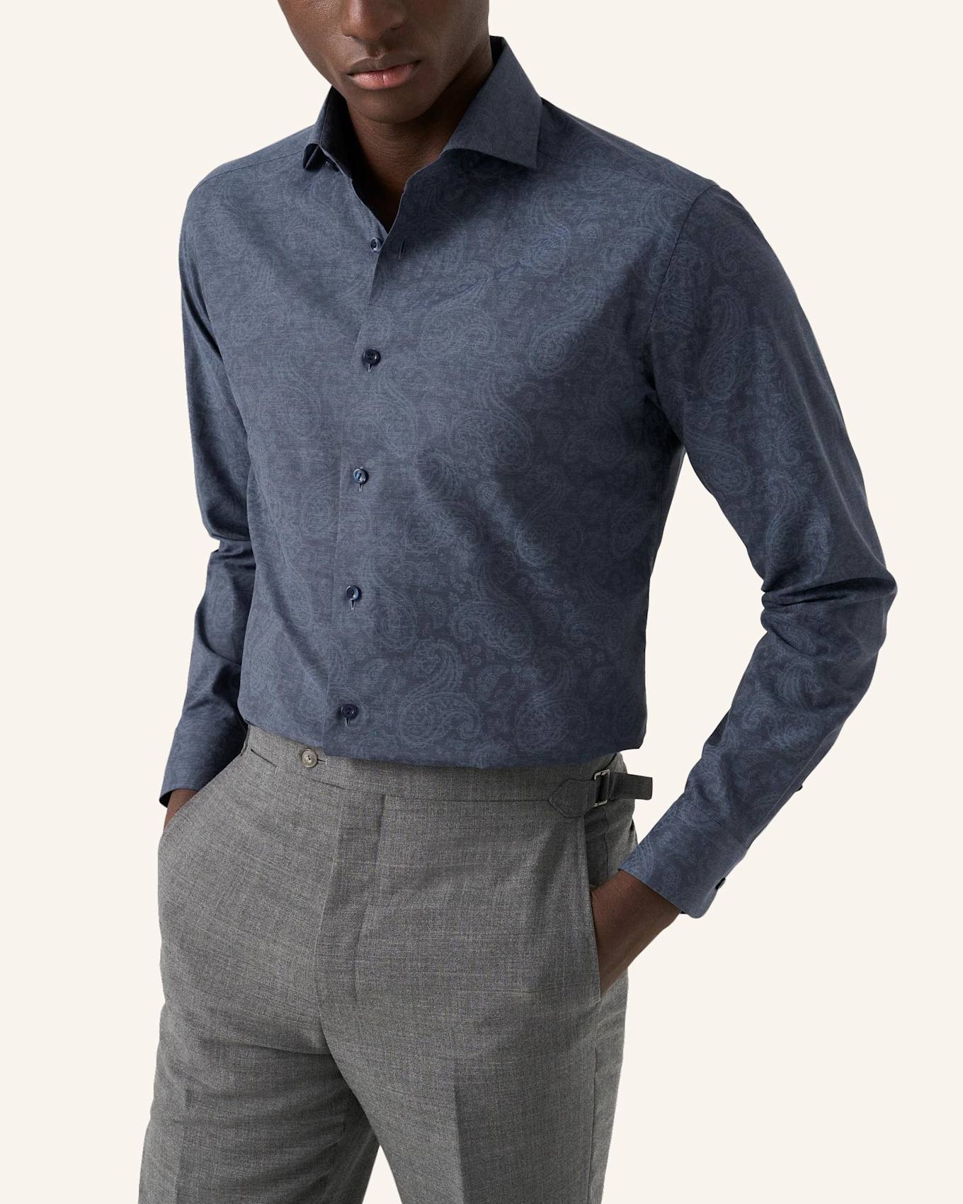 ETON Paisley-Melange-Print-Hemd Contemporary Fit: DUNKELBLAU