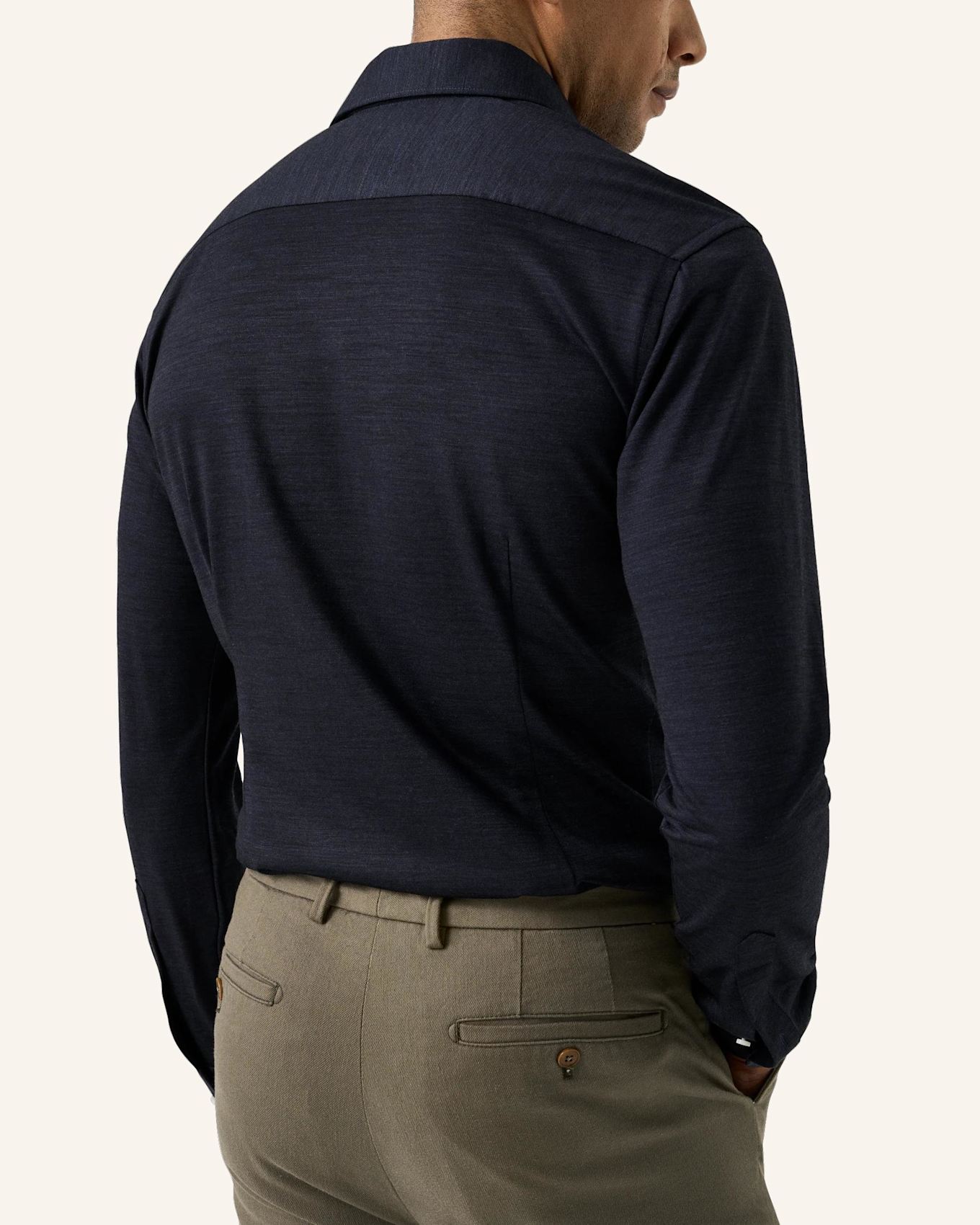 ETON Merino-Lyocell-Jersey-Hemd Slim Fit: DUNKELBLAU