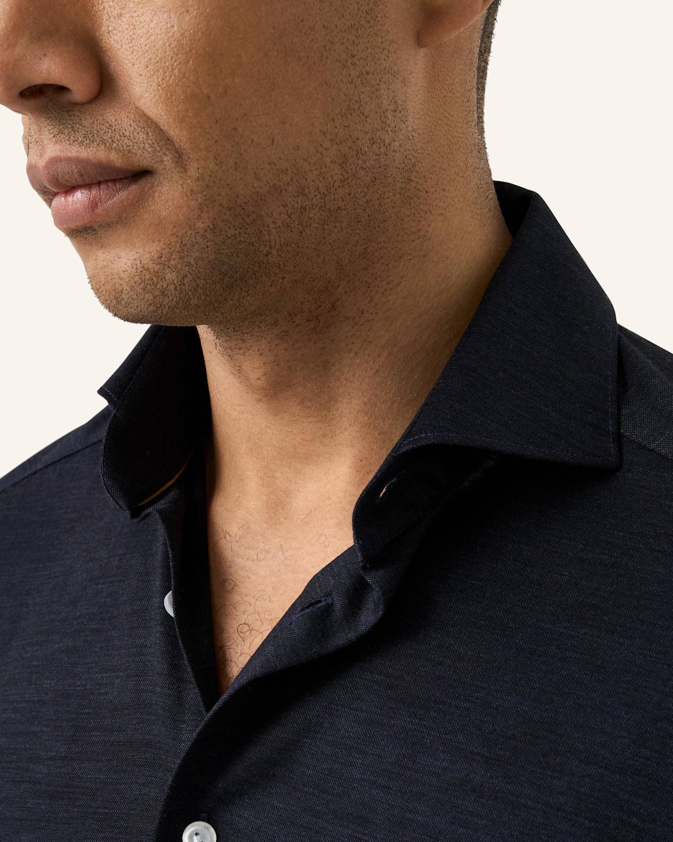 ETON Merino-Lyocell-Jersey-Hemd Slim Fit: DUNKELBLAU