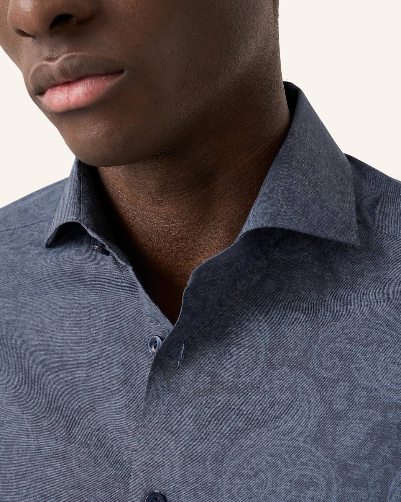 ETON Paisley-Melange-Print-Hemd Contemporary Fit: DUNKELBLAU