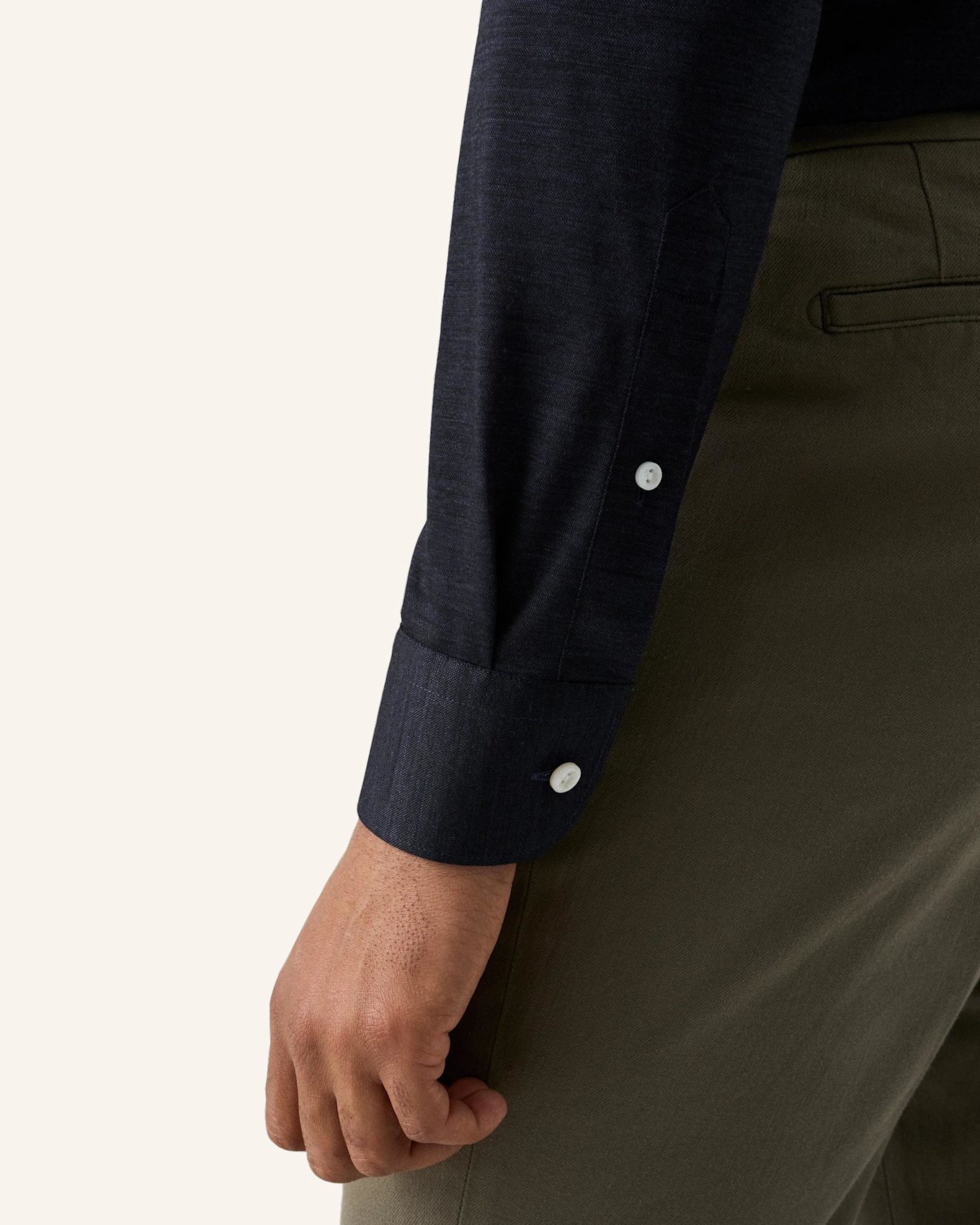 ETON Merino-Lyocell-Jersey-Hemd Slim Fit: DUNKELBLAU