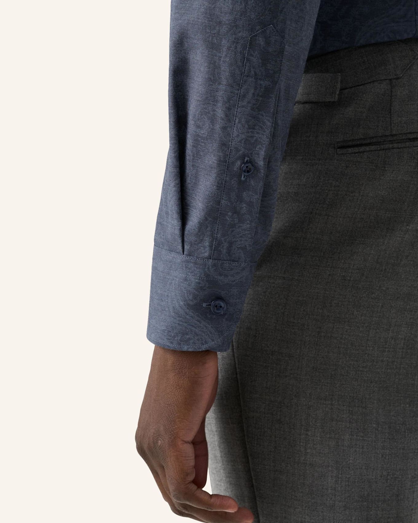 ETON Paisley-Melange-Print-Hemd Contemporary Fit: DUNKELBLAU