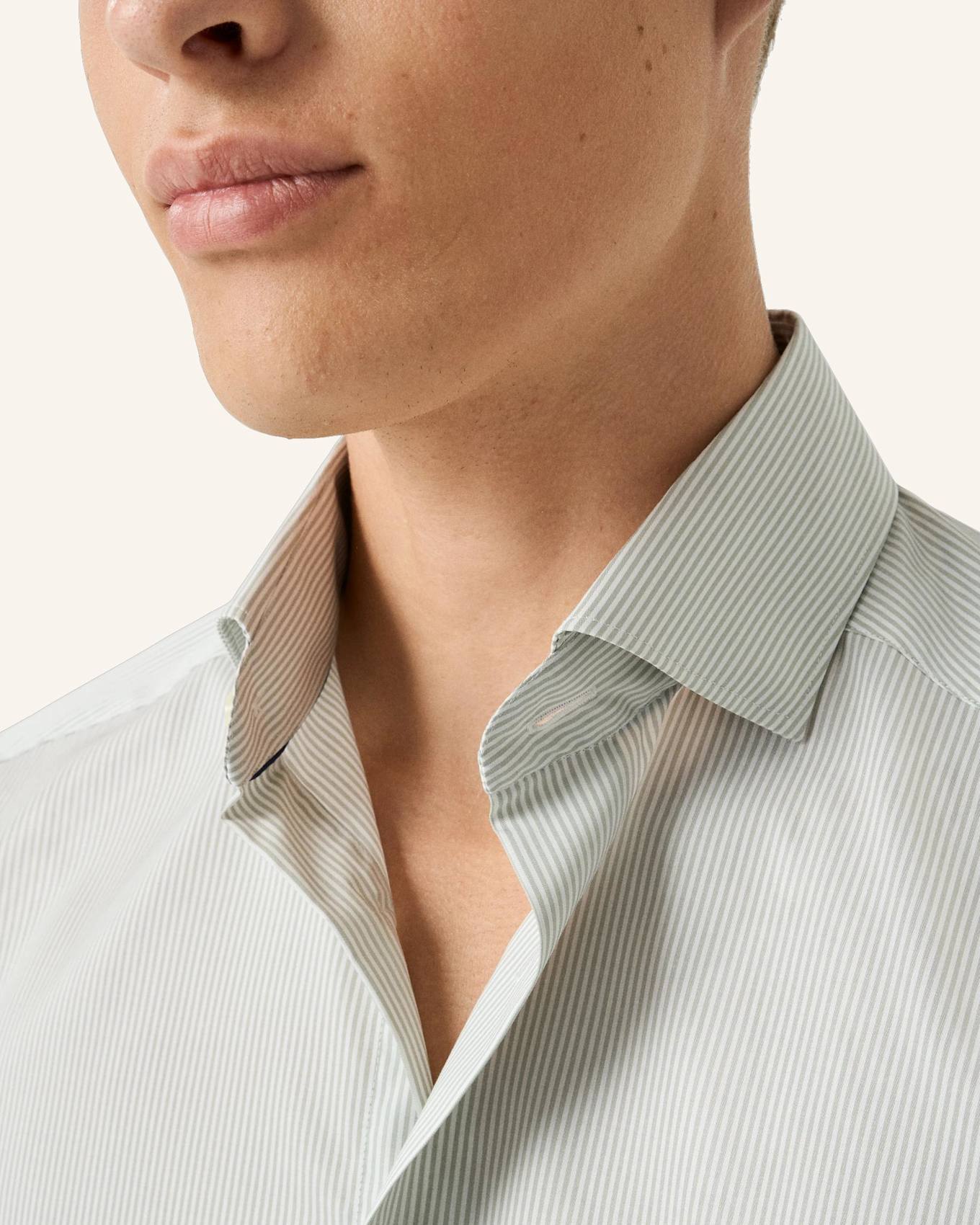 ETON Gestreiftes Fine Twill-Hemd Contemporary Fit: HELLGRÜN