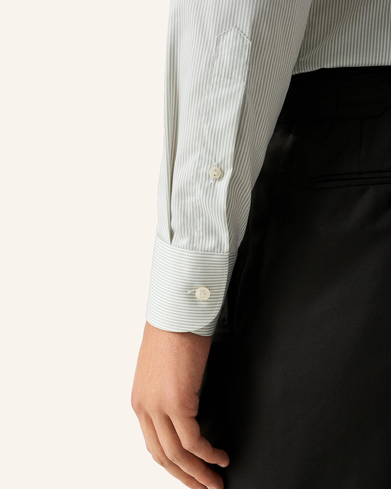 ETON Gestreiftes Fine Twill-Hemd Contemporary Fit: HELLGRÜN