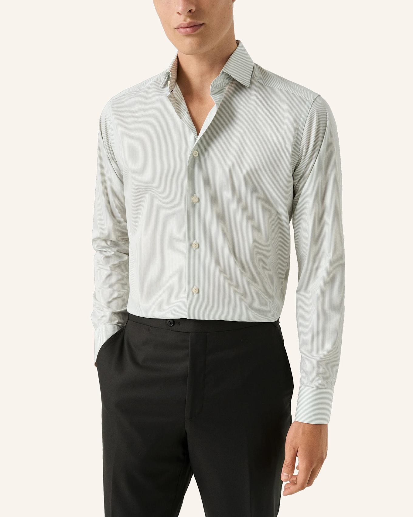 ETON Gestreiftes Fine Twill-Hemd Slim Fit: HELLGRÜN