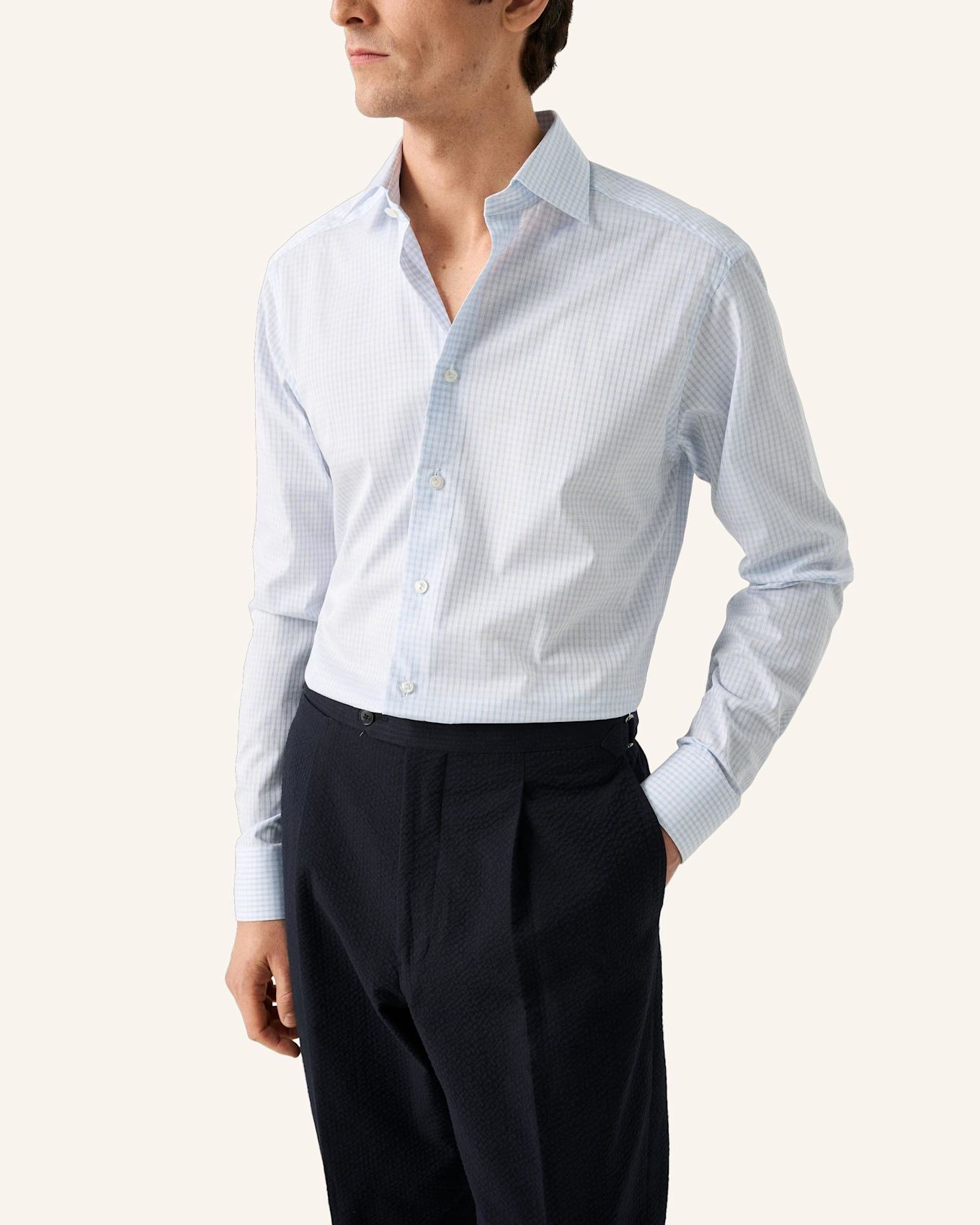 ETON Hemd Baumwolle Piqué Contemporary Fit: BLAU