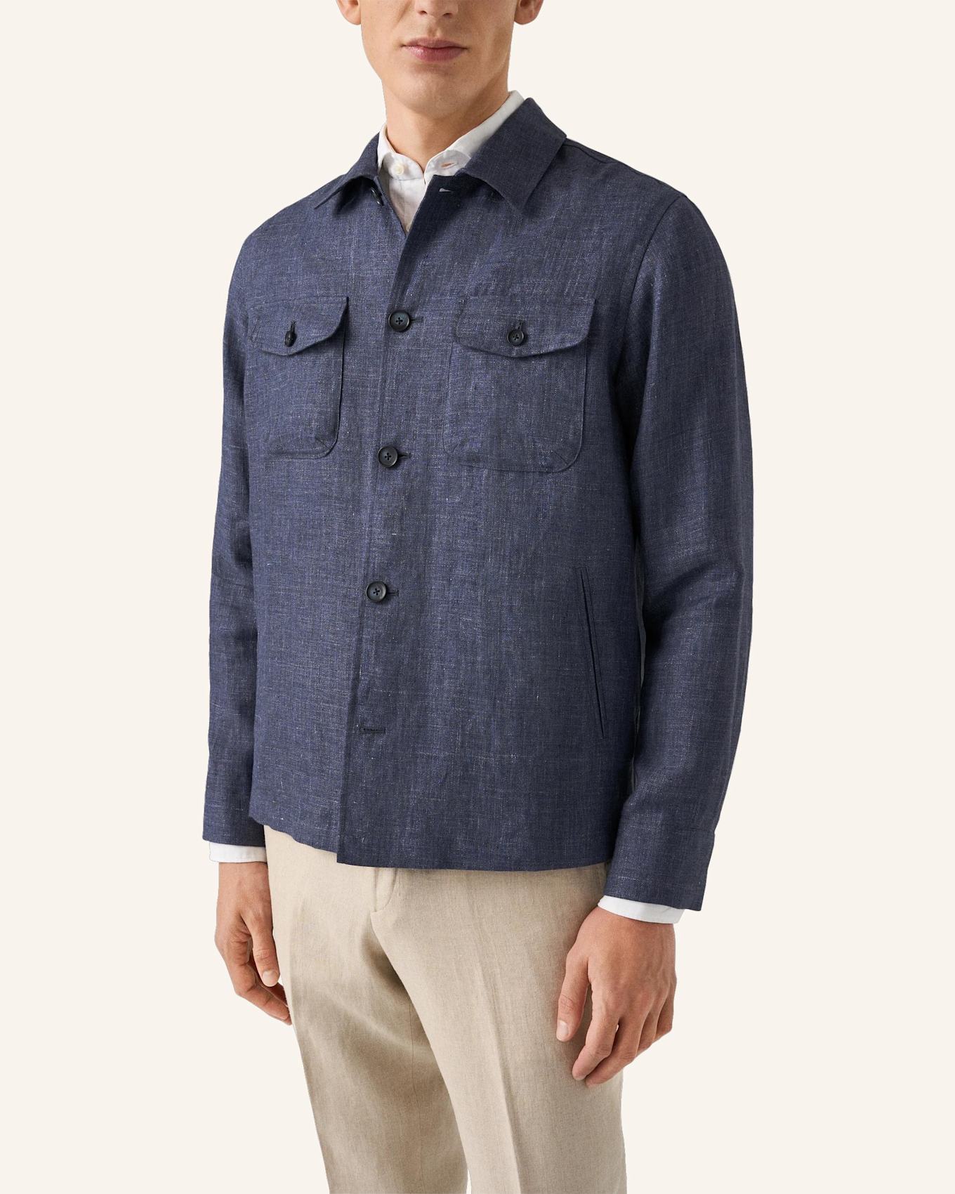 ETON Overshirt Mit Taschen Aus Leinen: DUNKELBLAU