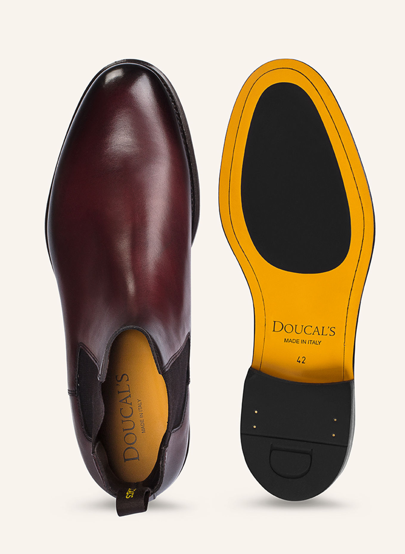 DOUCAL'S Stiefeletten ORVIETO: DUNKELROT / ROT / COGNAC